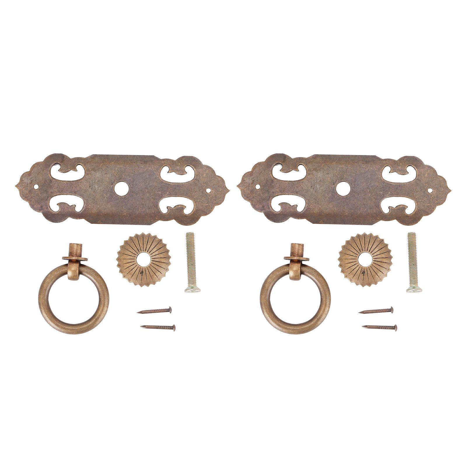 2 Sets 90mm Drawer Horizontal Handle Copper Antique Hollow Cabinet Handle Pull view 8