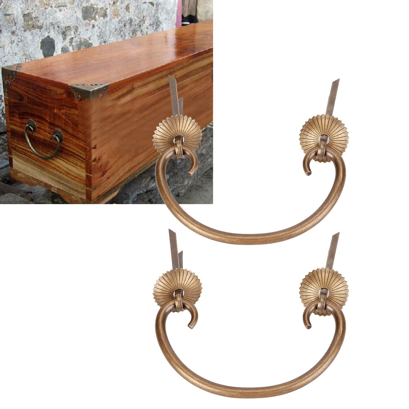 2 Set Drawer Drawer Pulls Chinese Style Antique Copper Handle Cabinet Hardware view 9