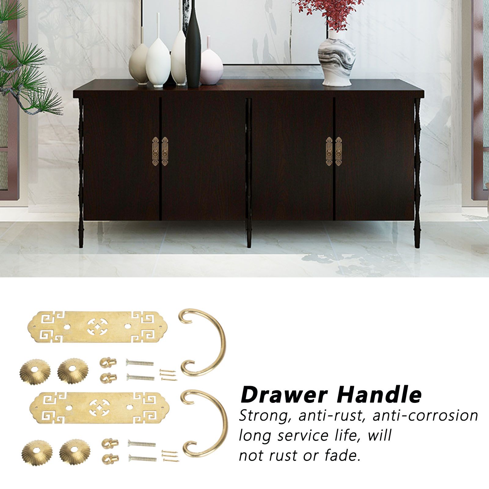 2 Sets Chinese Style Handle Antique Horizontal Drawer Bookstand Wardrobe view 15