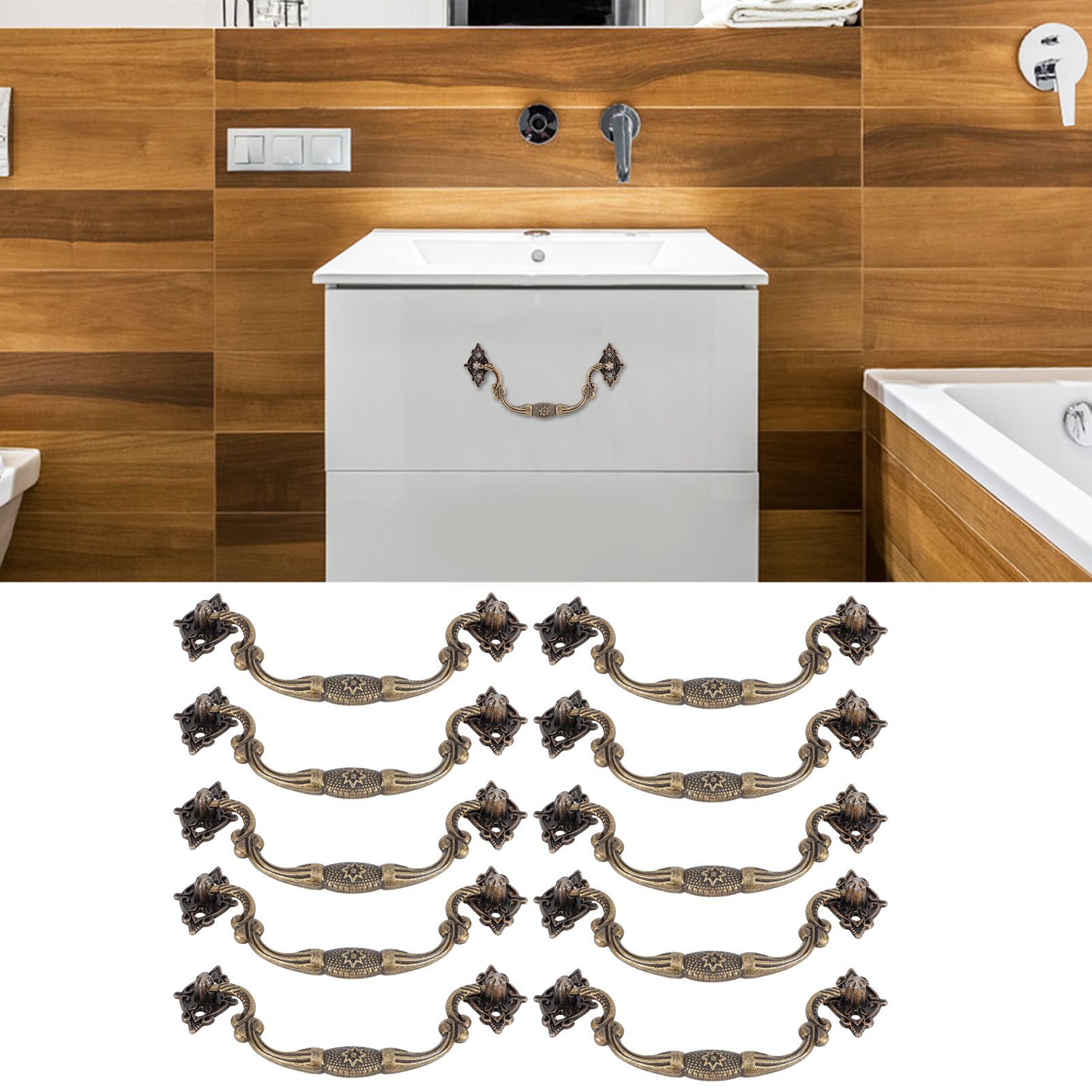 10 Sets Antique Handle Wooden Box Special Handle Accessories Cabinet Drawer view 9