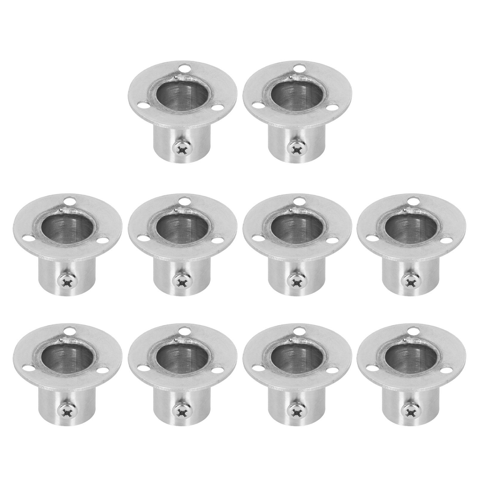 10Set Flanged Holder Base Thicken Stainless Steel Closet Rod Tube Bracket view 3