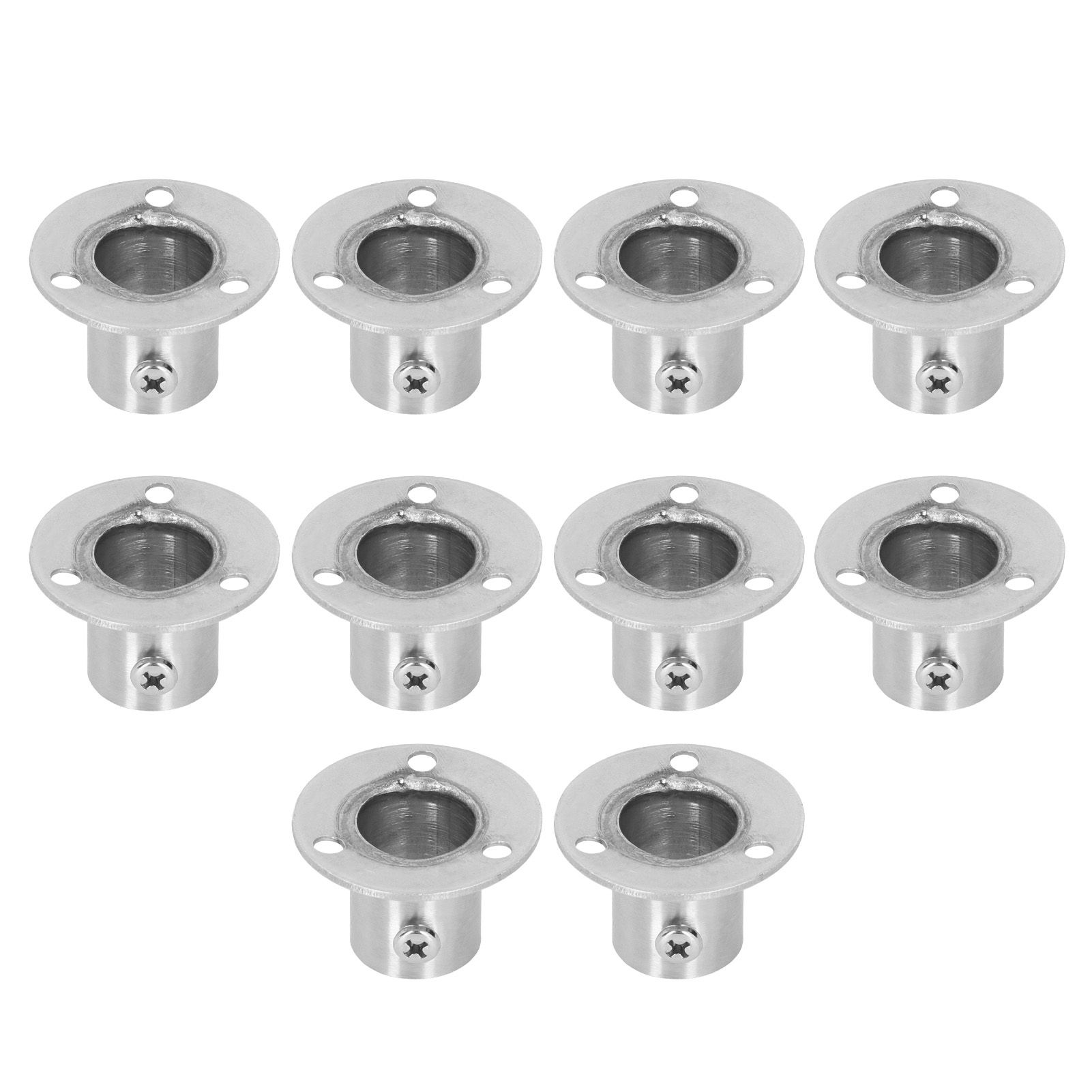 10Set Flanged Holder Base Thicken Stainless Steel Closet Rod Tube Bracket view 4