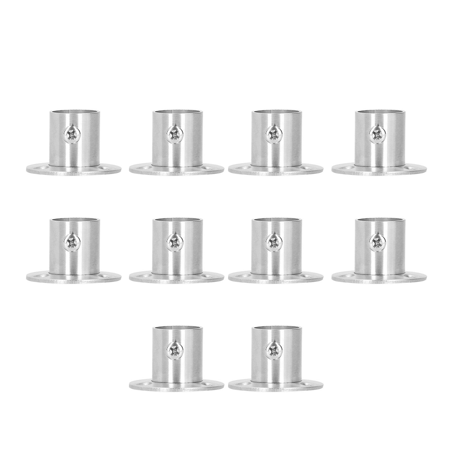 10Set Flanged Holder Base Thicken Stainless Steel Closet Rod Tube Bracket view 6