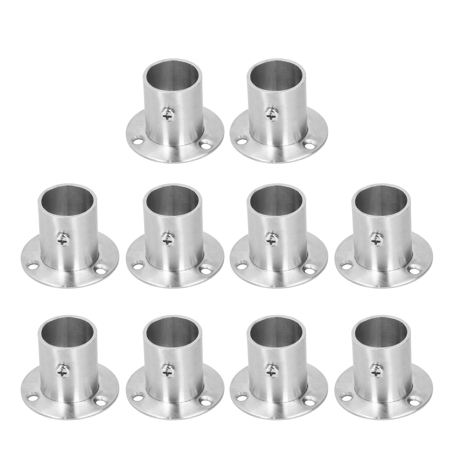 10Set Flanged Holder Base Thicken Stainless Steel Closet Rod Tube Bracket — image 1