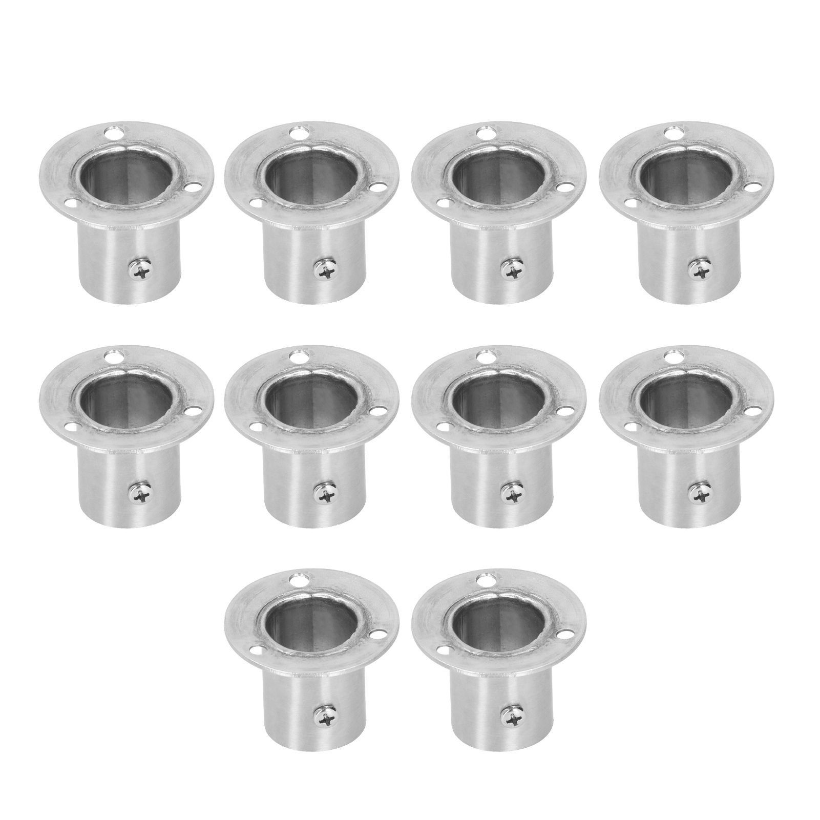 10Set Flanged Holder Base Thicken Stainless Steel Closet Rod Tube Bracket view 2