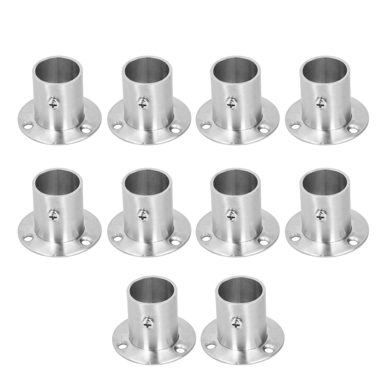 10Set Flanged Holder Base Thicken Stainless Steel Closet Rod Tube Bracket view 4