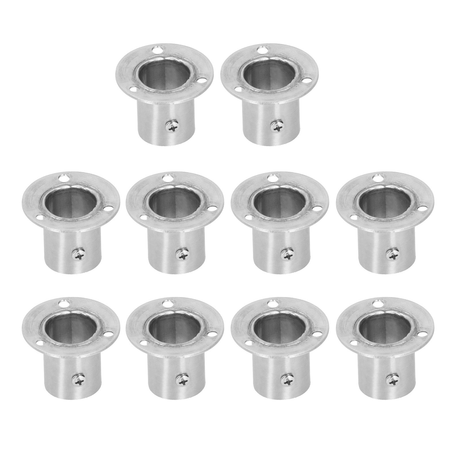 10Set Flanged Holder Base Thicken Stainless Steel Closet Rod Tube Bracket view 5