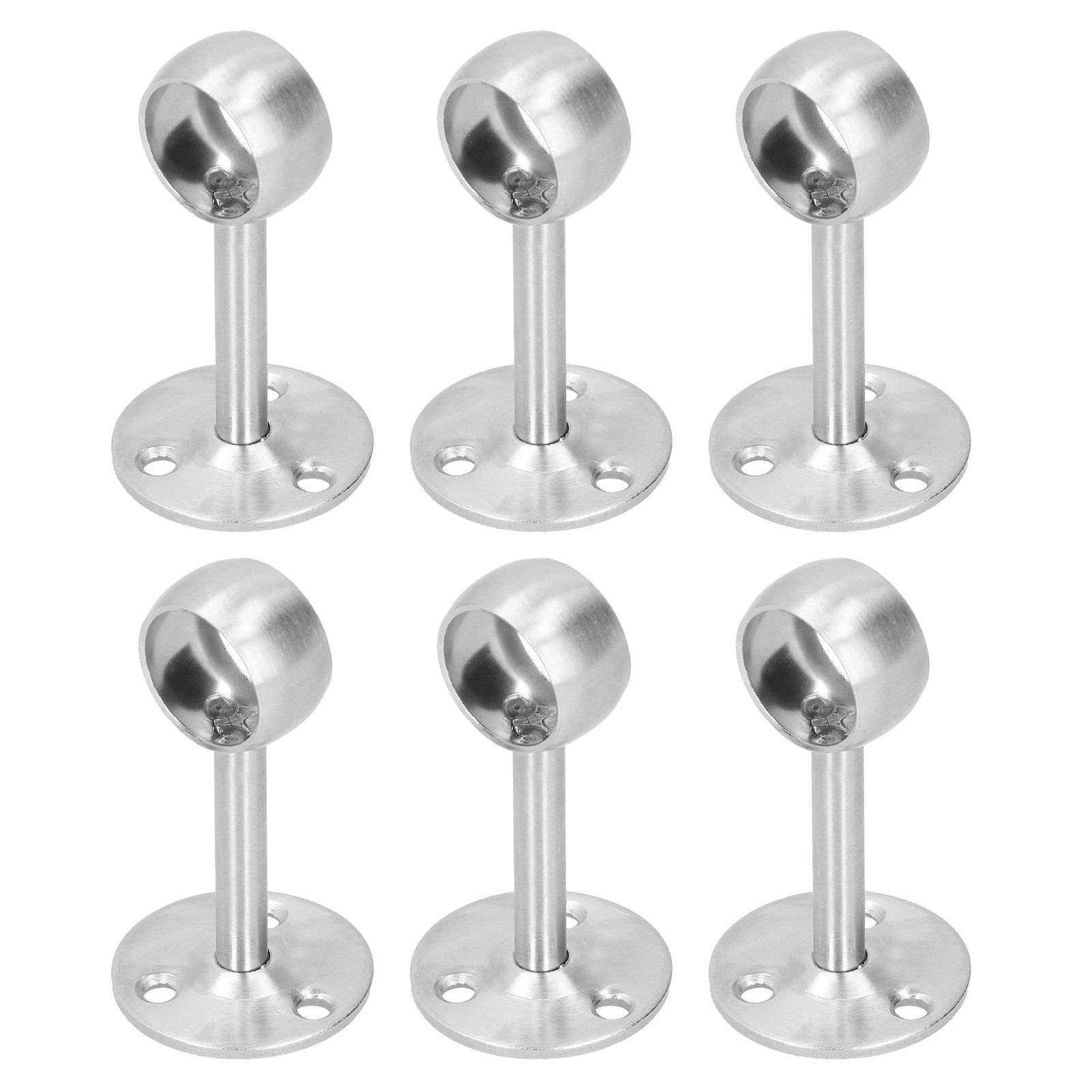6Pcs Flanged Socket Stainless Steel Curtain Rod Brackets Wardrobe Pole Holder view 2