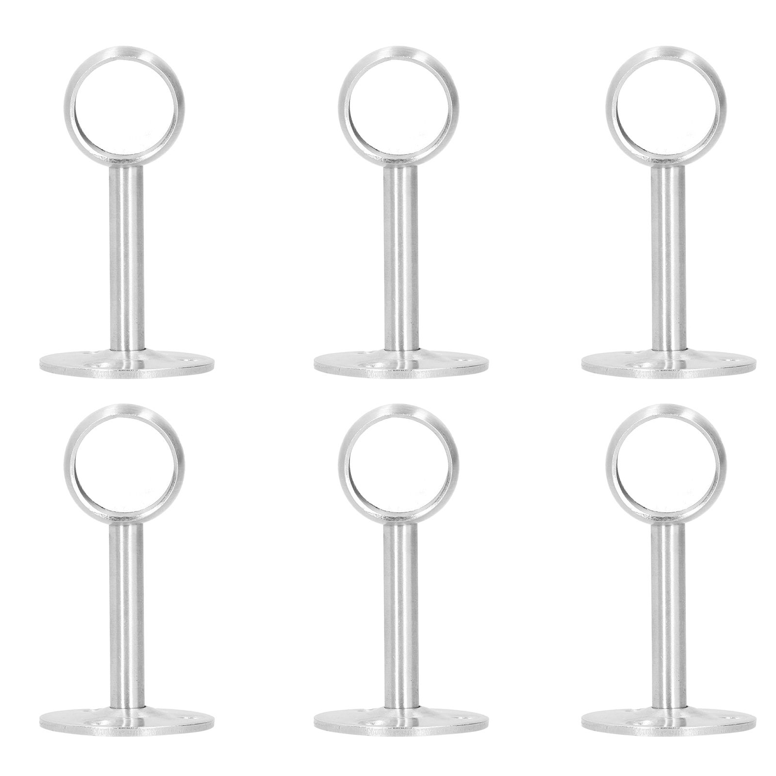 6Pcs Flanged Socket Stainless Steel Curtain Rod Brackets Wardrobe Pole Holder view 3