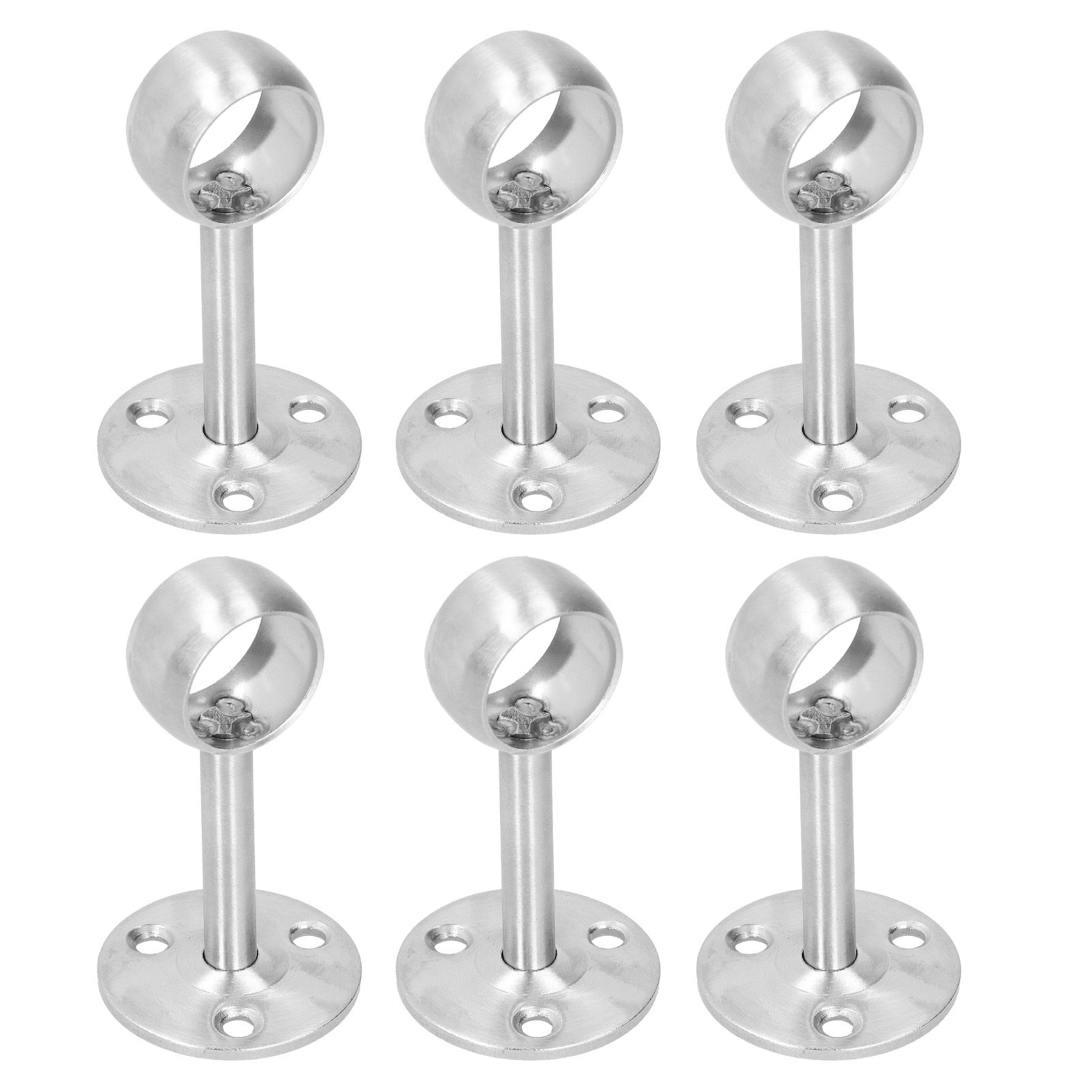 6Pcs Flanged Socket Stainless Steel Curtain Rod Brackets Wardrobe Pole Holder view 4