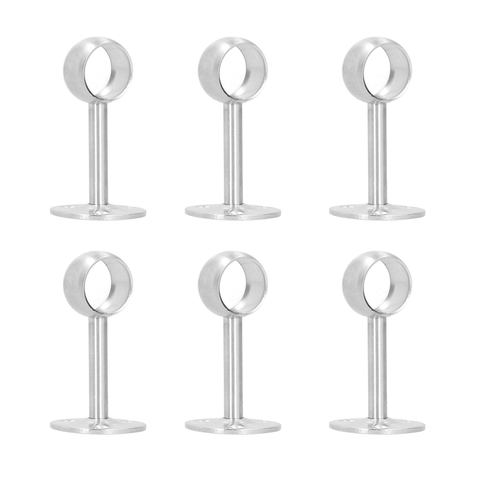 6Pcs Flanged Socket Stainless Steel Curtain Rod Brackets Wardrobe Pole Holder view 5