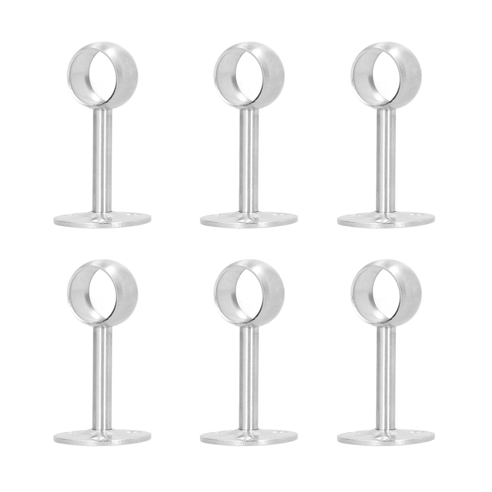 6Pcs Flanged Socket Stainless Steel Curtain Rod Brackets Wardrobe Pole Holder view 6