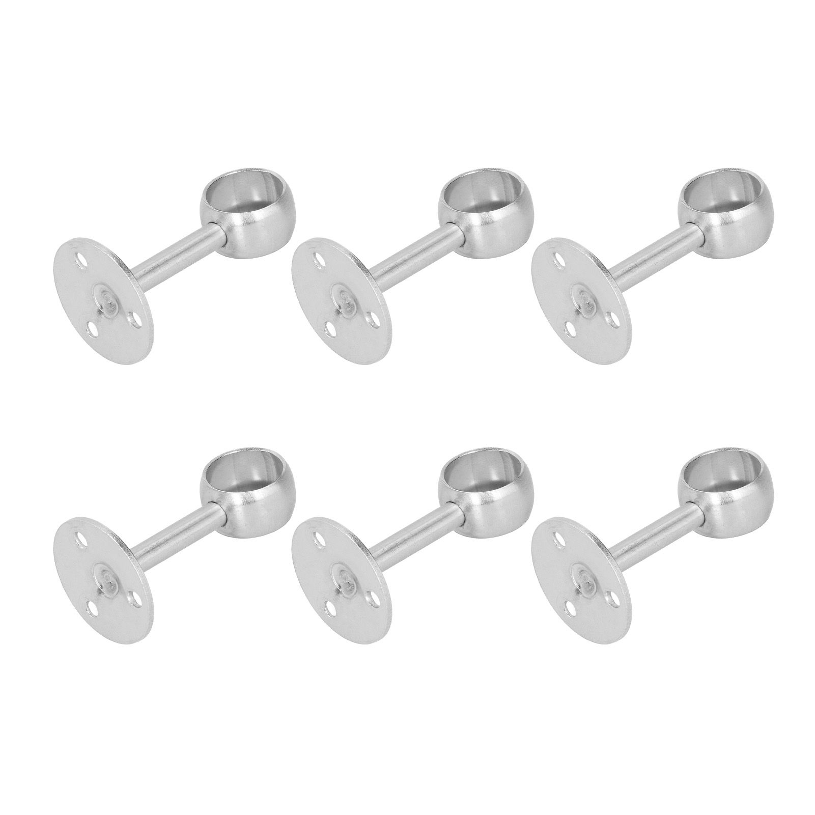 6Pcs Flanged Socket Stainless Steel Curtain Rod Brackets Wardrobe Pole Holder view 7