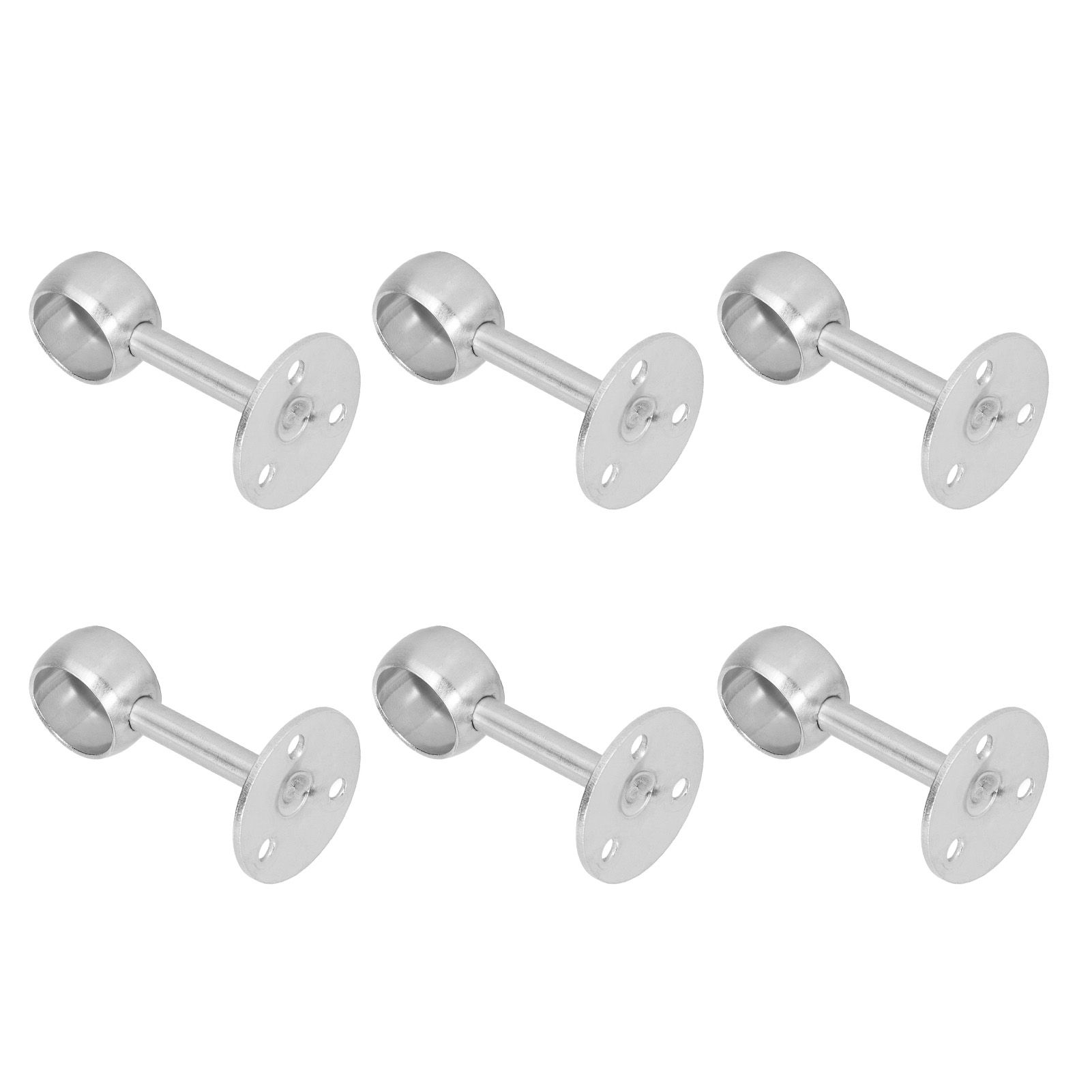 6Pcs Flanged Socket Stainless Steel Curtain Rod Brackets Wardrobe Pole Holder view 8