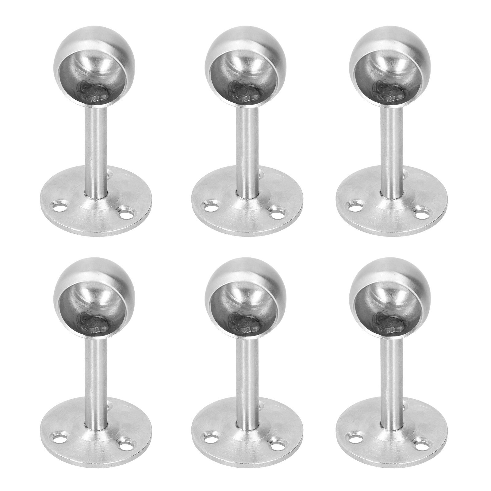 6Pcs Flanged Socket Stainless Steel Curtain Rod Brackets Wardrobe Pole Holder view 2
