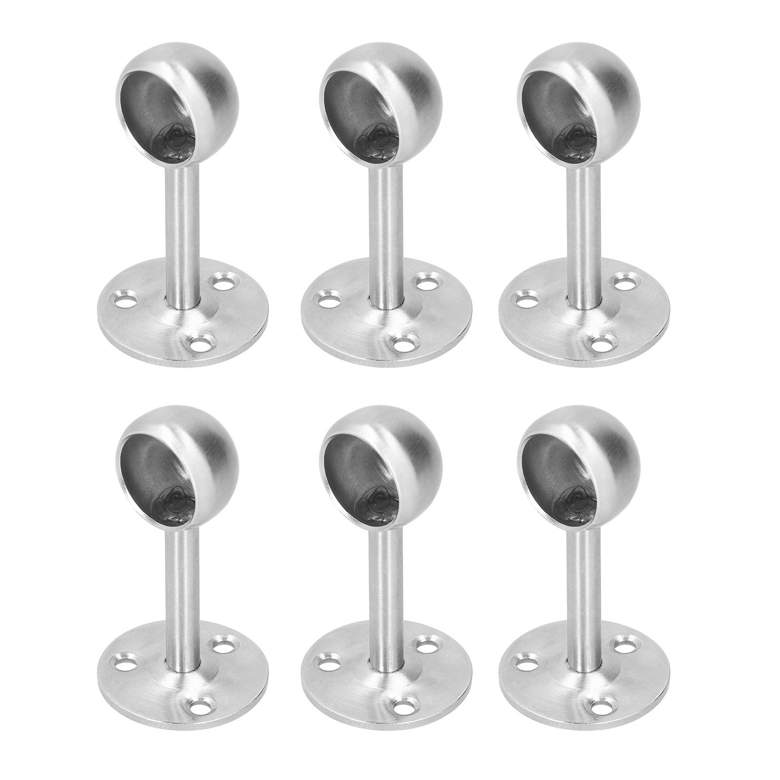 6Pcs Flanged Socket Stainless Steel Curtain Rod Brackets Wardrobe Pole Holder view 3
