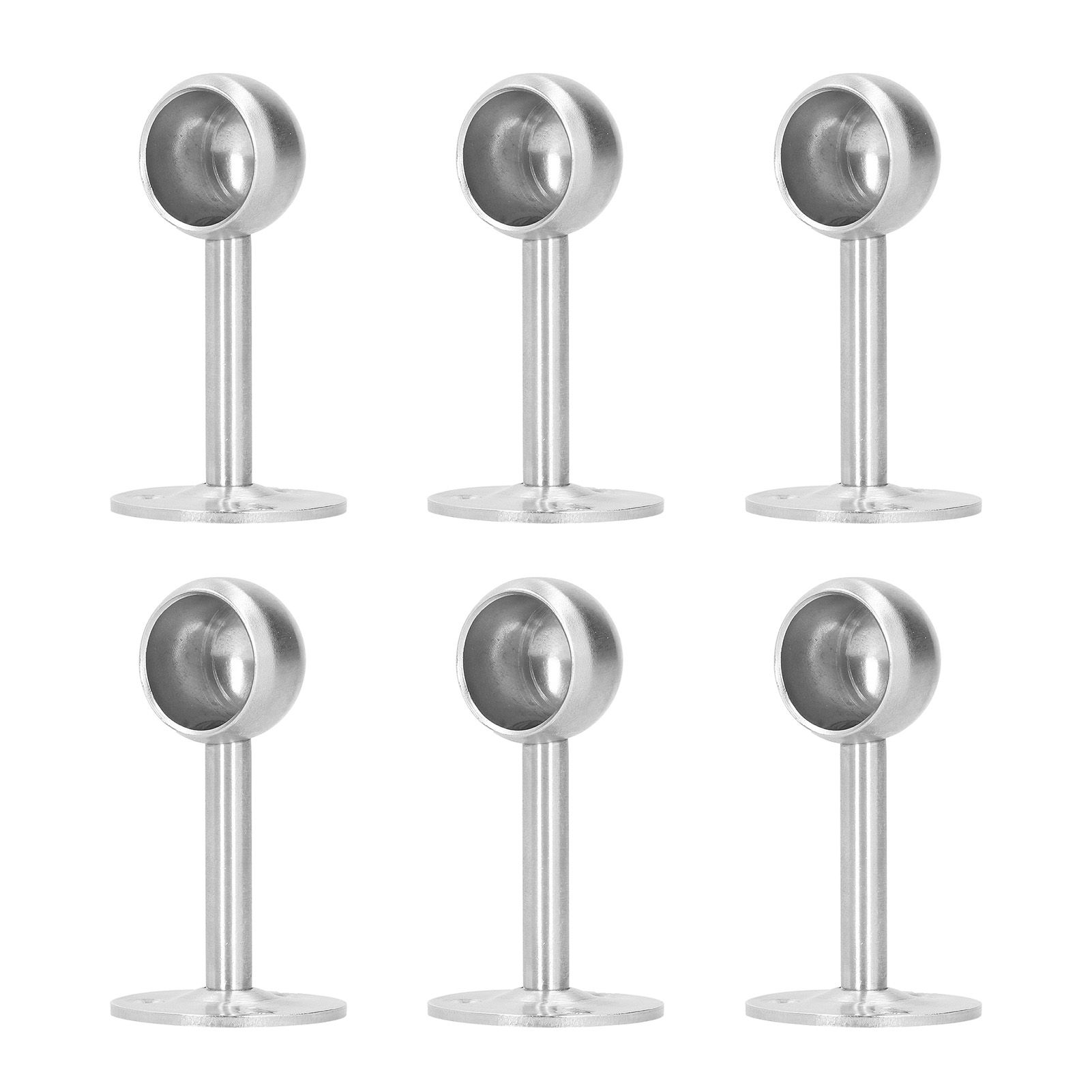 6Pcs Flanged Socket Stainless Steel Curtain Rod Brackets Wardrobe Pole Holder view 4
