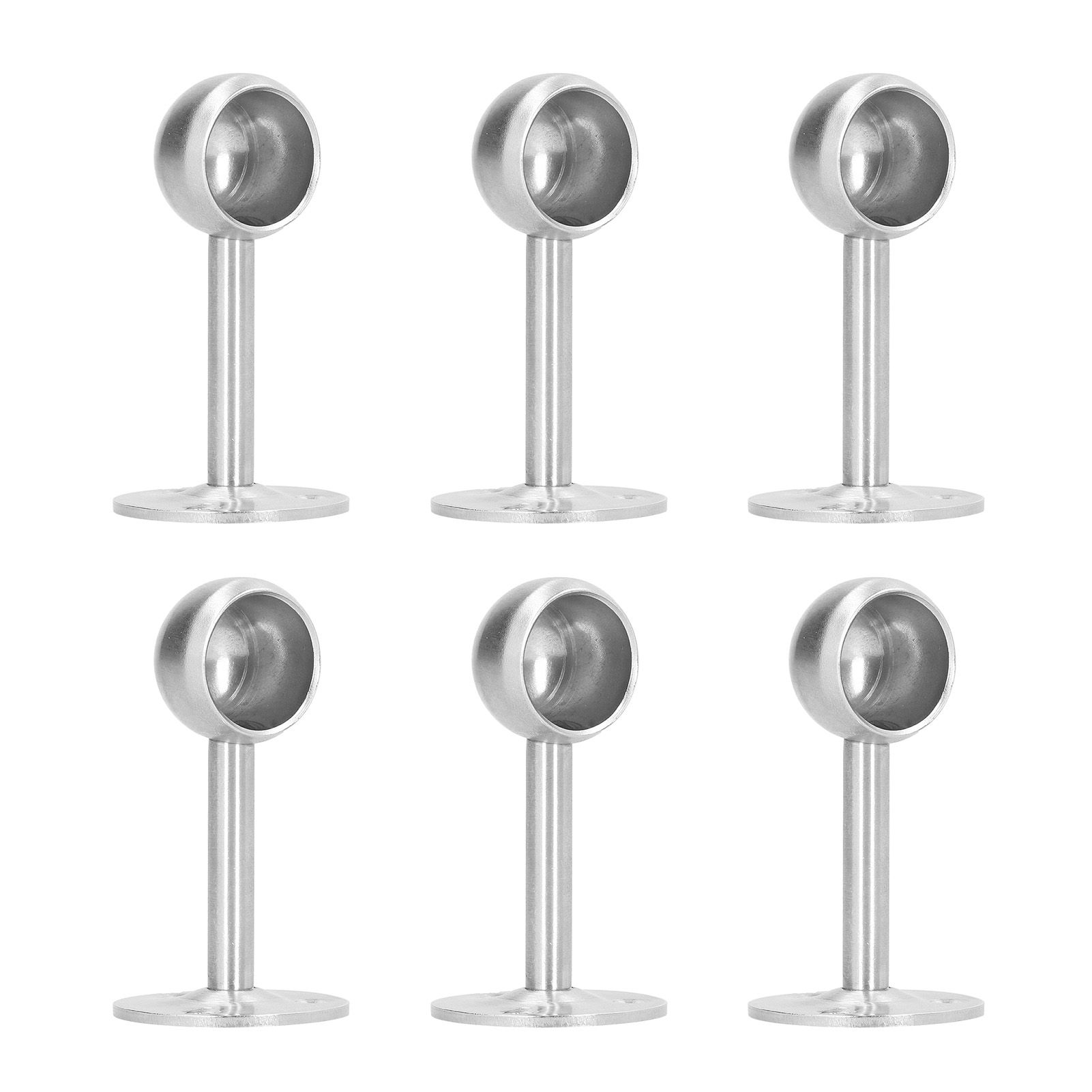 6Pcs Flanged Socket Stainless Steel Curtain Rod Brackets Wardrobe Pole Holder view 5