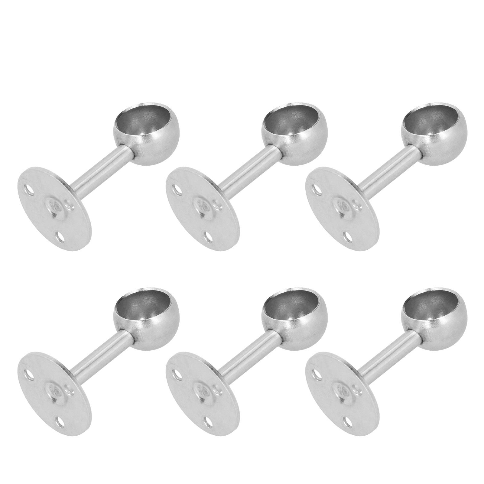 6Pcs Flanged Socket Stainless Steel Curtain Rod Brackets Wardrobe Pole Holder view 6