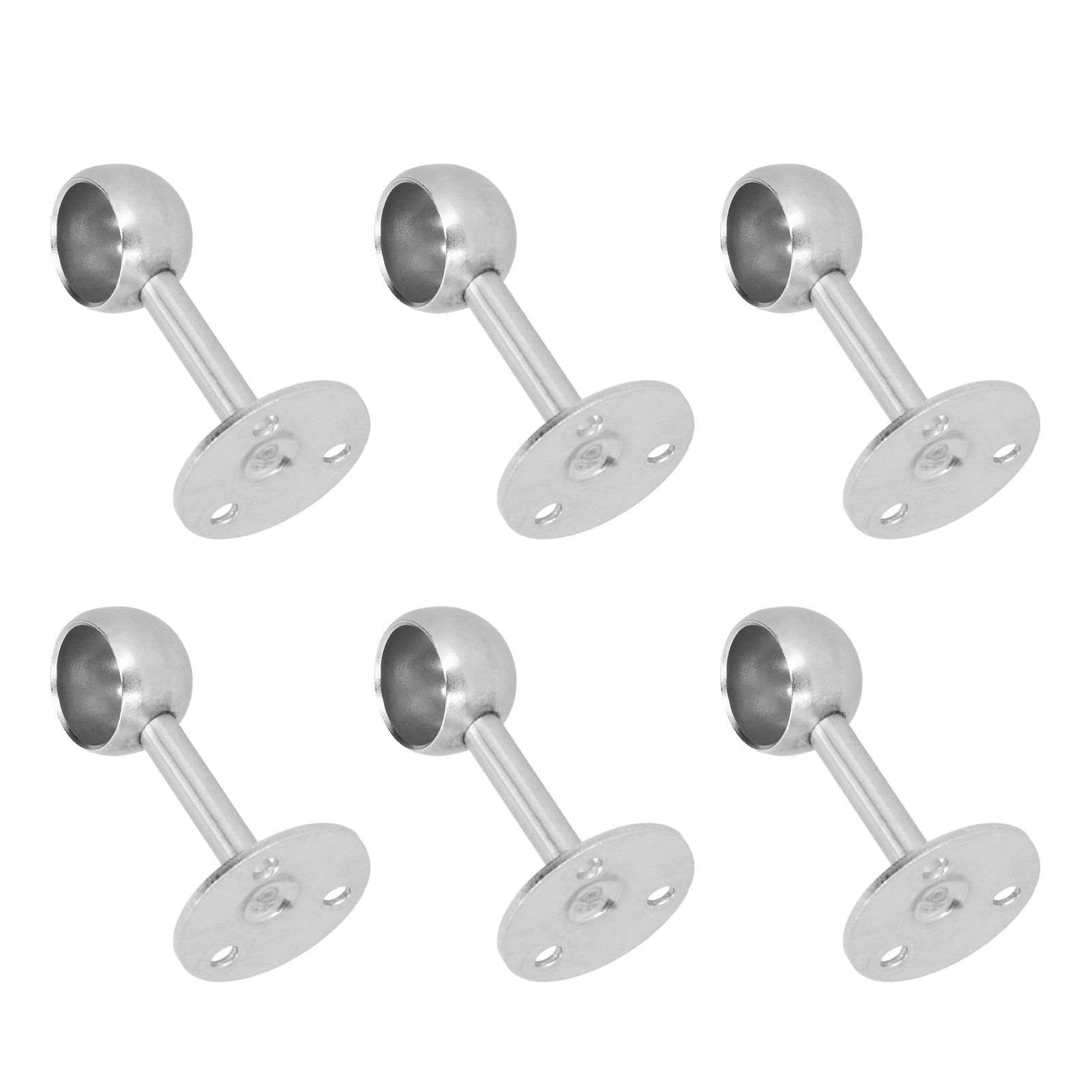 6Pcs Flanged Socket Stainless Steel Curtain Rod Brackets Wardrobe Pole Holder view 7