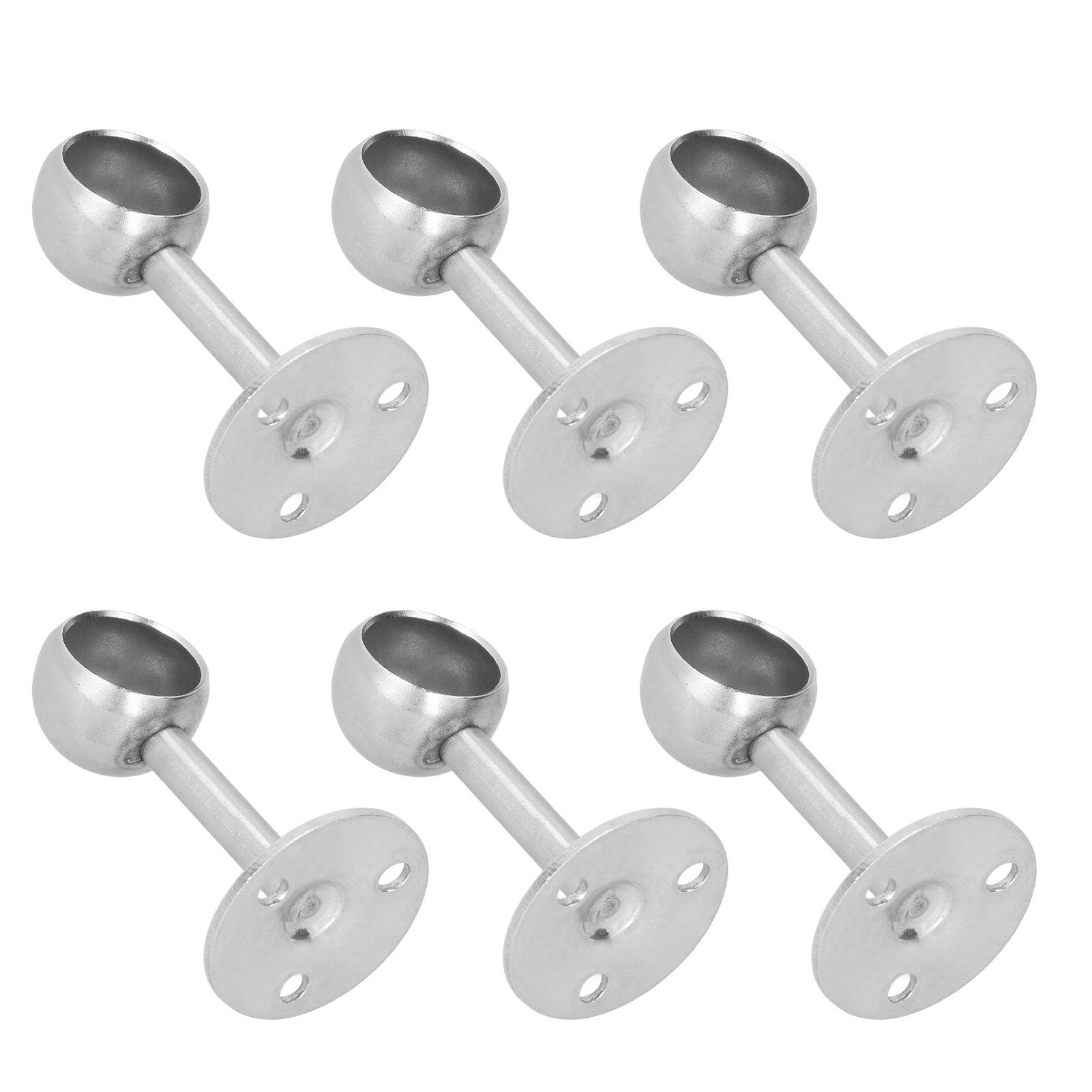 6Pcs Flanged Socket Stainless Steel Curtain Rod Brackets Wardrobe Pole Holder view 8