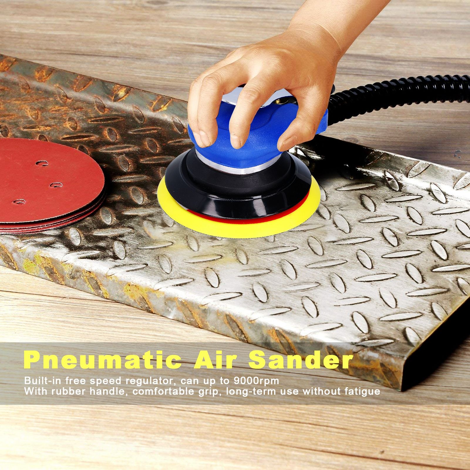 Air Sander Adjustable Pneumatic Circular Grinder Polishing Burnish Machine view 15
