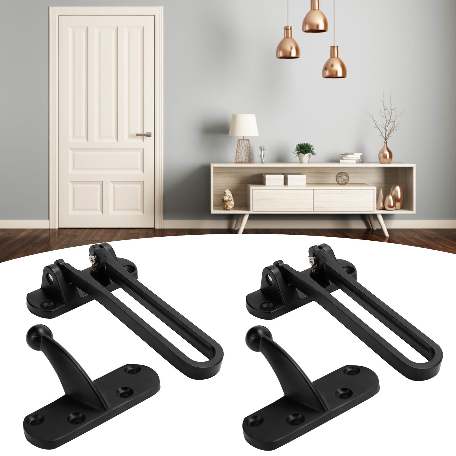 2Set Aluminum Alloy Antitheft Door Buckle Safety Chain Atype Bolt Anti Lock view 10