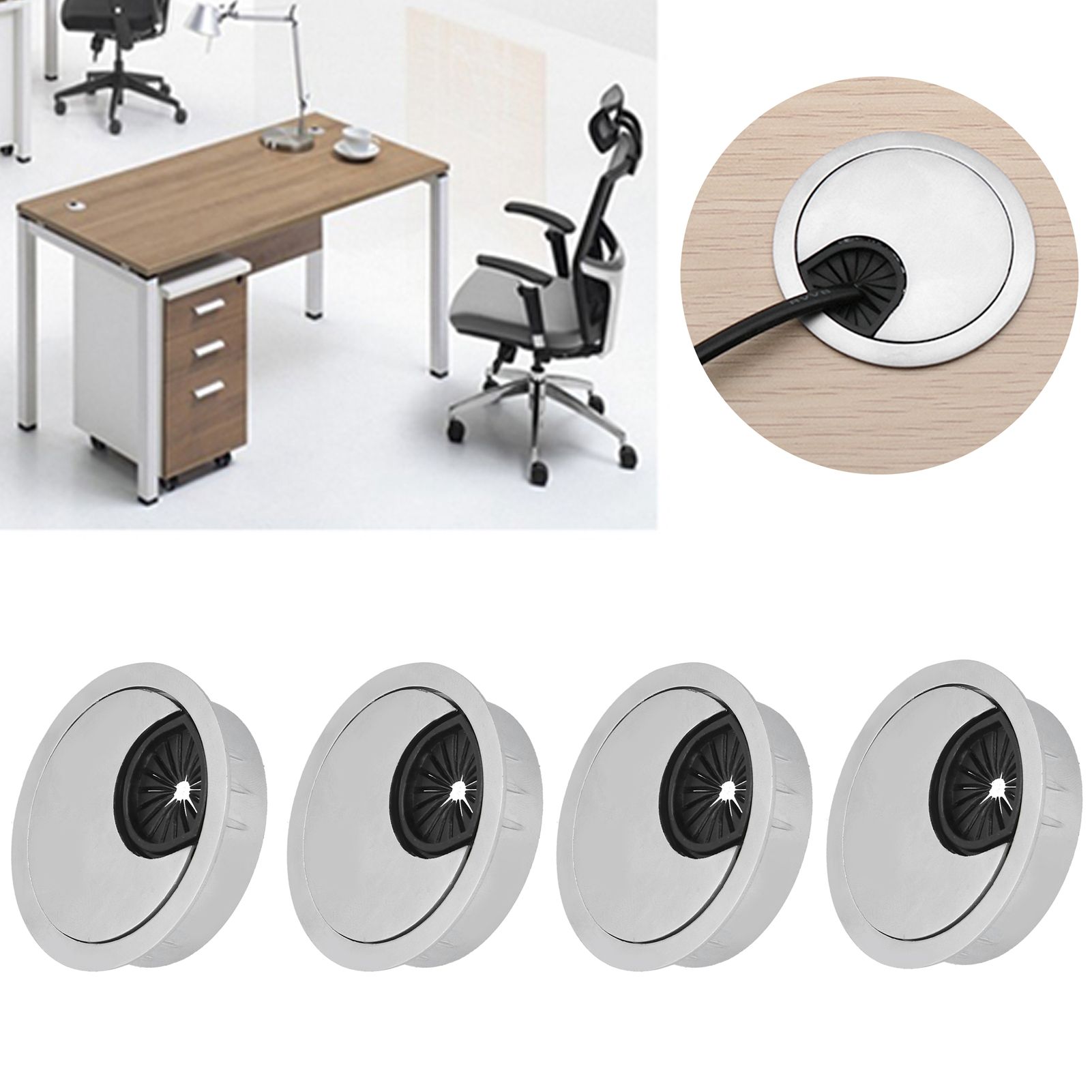 4 Set Desk Cable Wire Grommet PC Computer Desk Cord Grommet Cable Hole Cover view 9