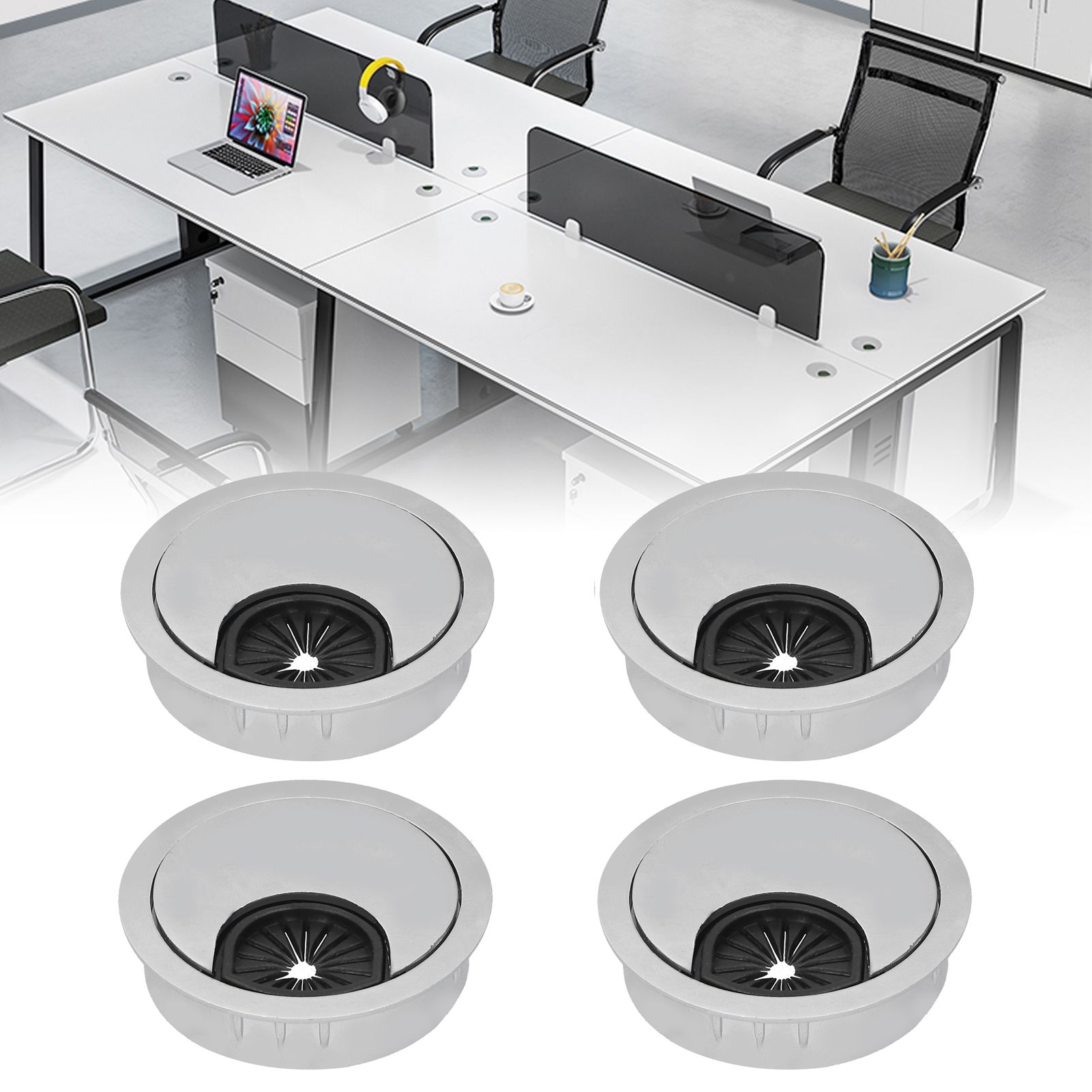 4 Set Desk Cable Wire Grommet PC Computer Desk Cord Grommet Cable Hole Cover view 10