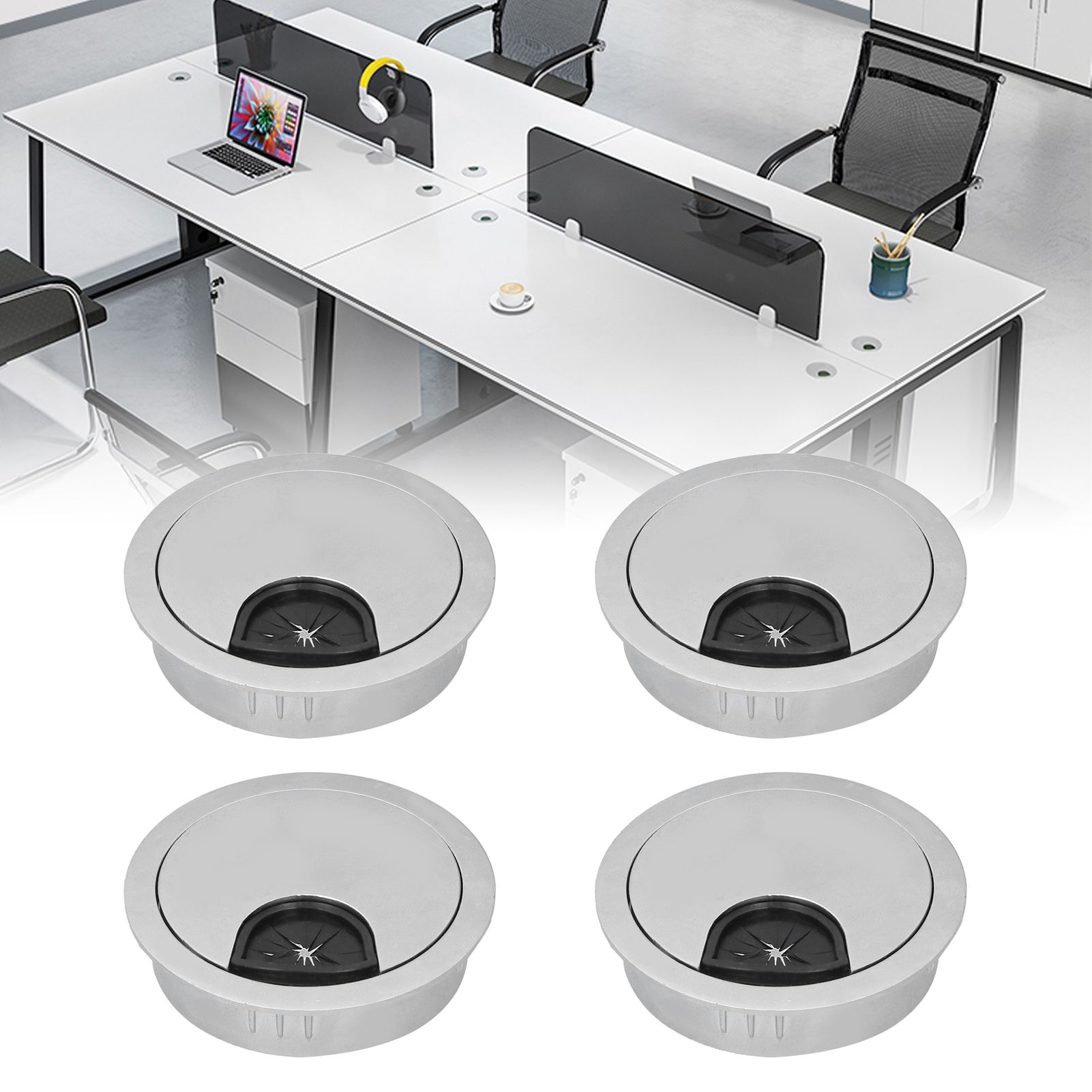 4 Set Desk Cable Wire Grommet PC Computer Desk Cord Grommet Cable Hole Cover view 9