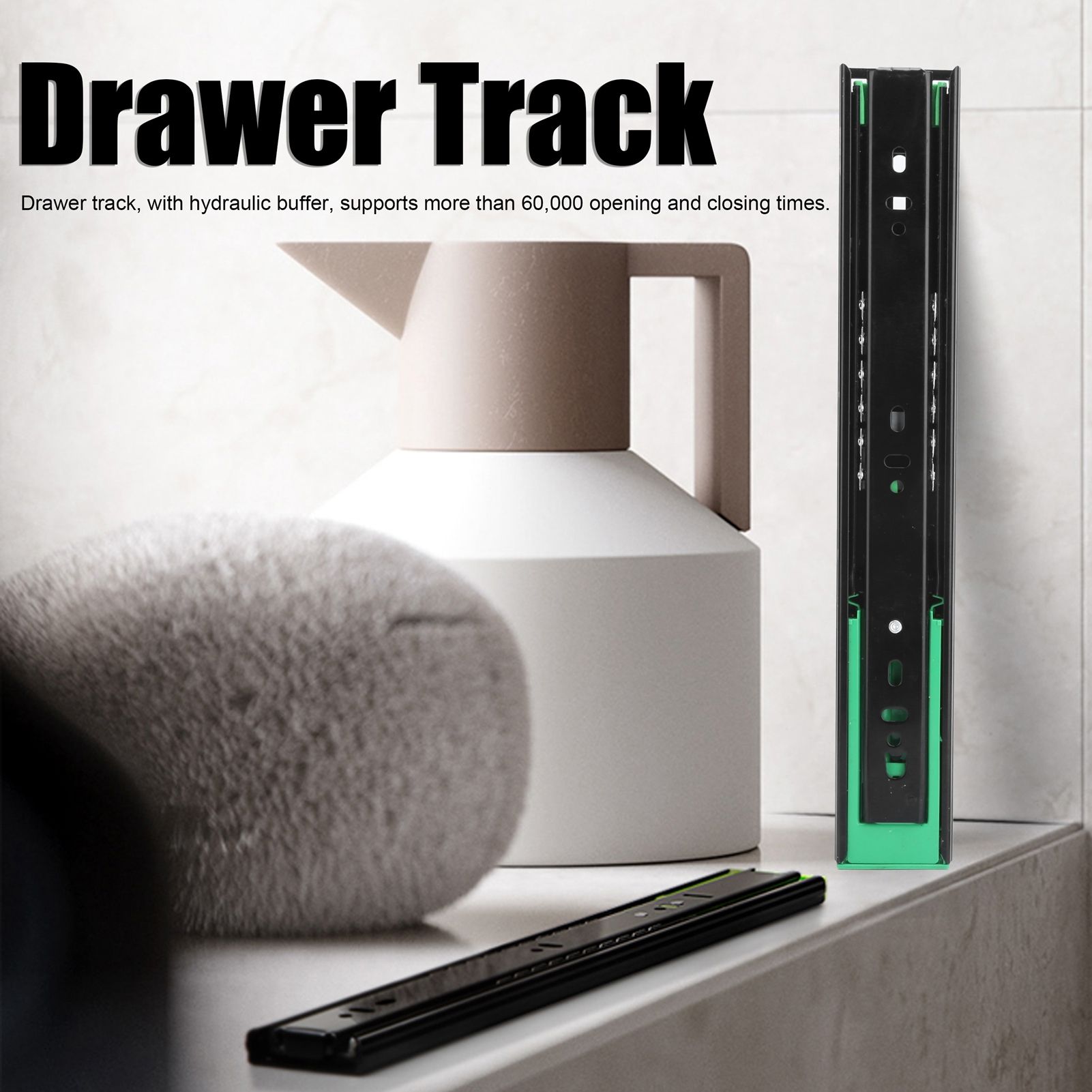 Drawer Slide Cold Rolled Steel 3-Section Damping Ball Bearing Track Rail view 15