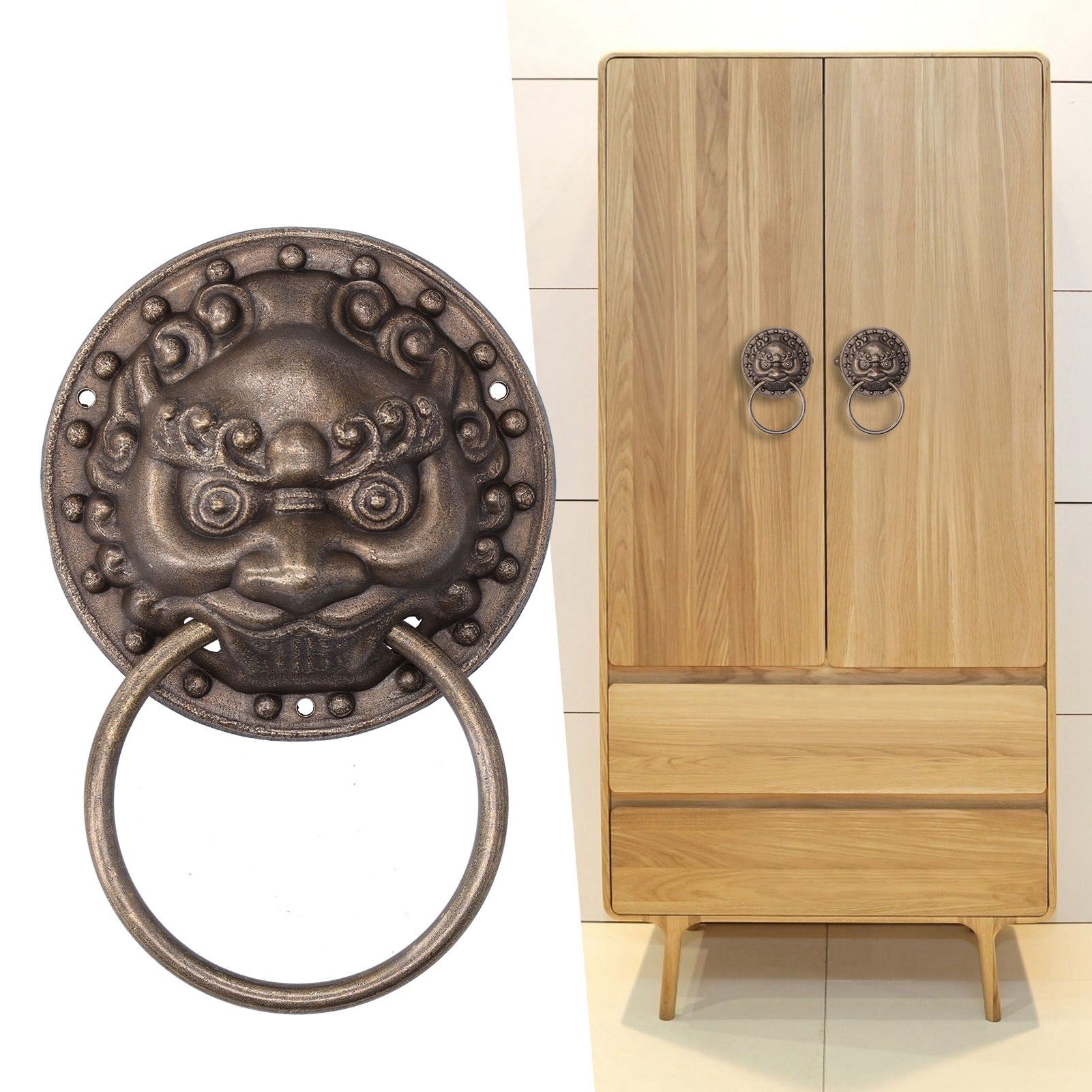 Antique Door Knockers Lion Head Brass Door Pull Retro Door Handle Home Decoration view 10