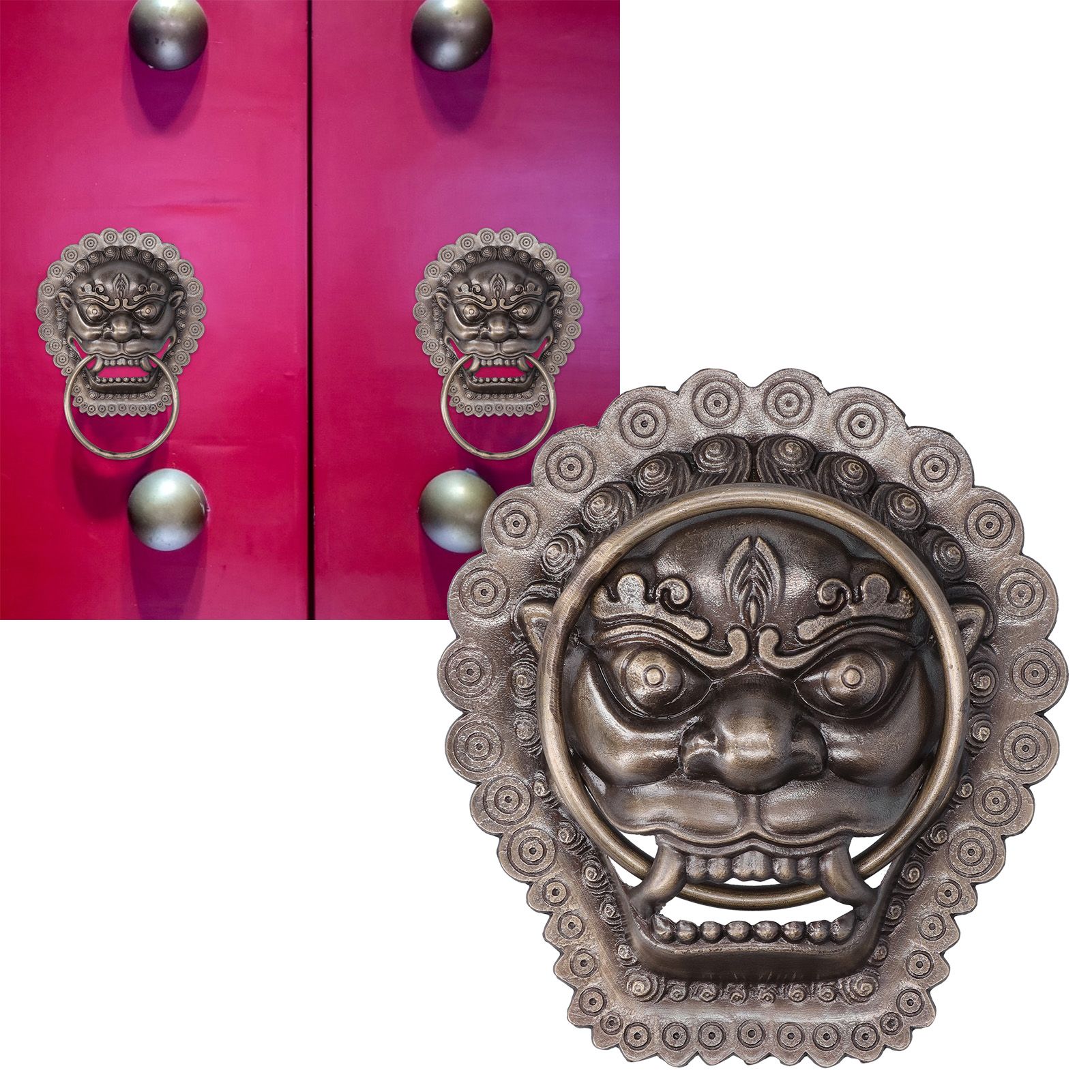Chinese Style Door Knocker Antique Animal Head Door Ring Wooden Door Pull Ring view 9