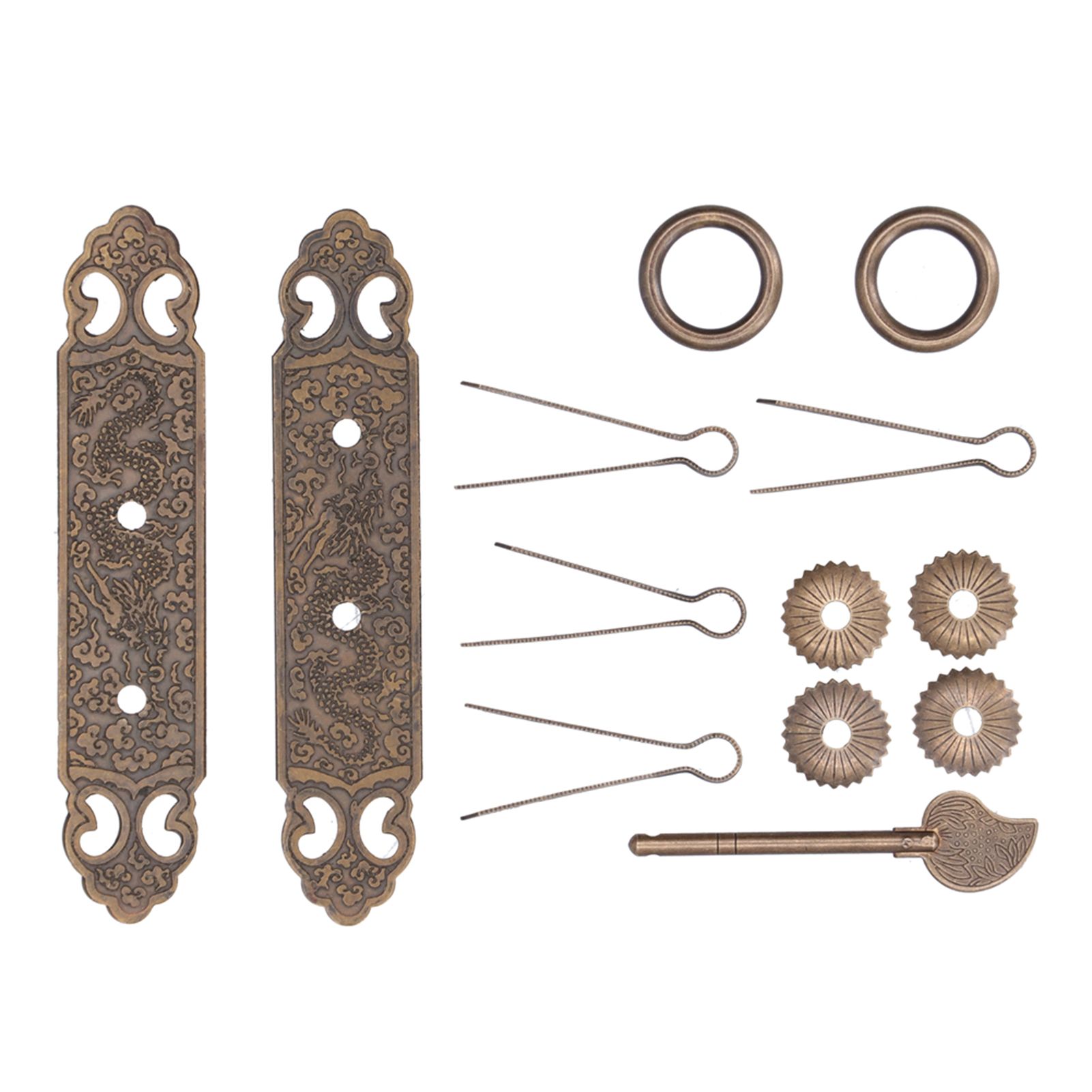 Door Handle Antique Brass Exquisite Pattern Straight Bar Handle Accessories view 2