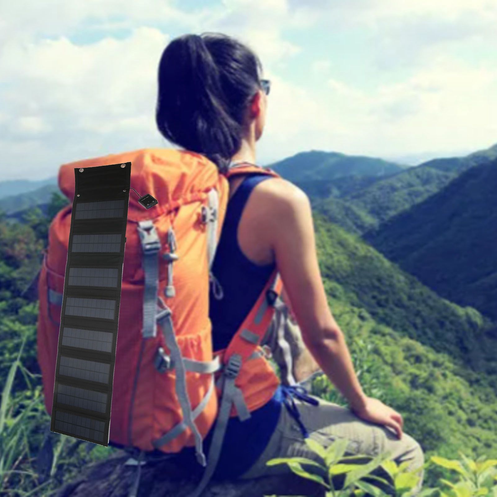 25W 5V Foldable Solar Charger Kit 8 Fold Solar Panels with 1 to 3 USB Charging view 12