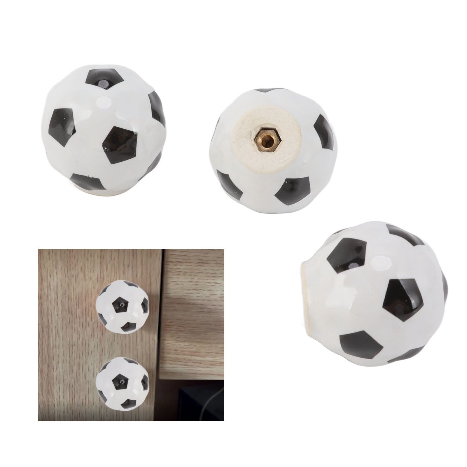 3 Set Football Cabinet Knobs Ball Sports Theme Single Hole Drawer Ceramic view 12