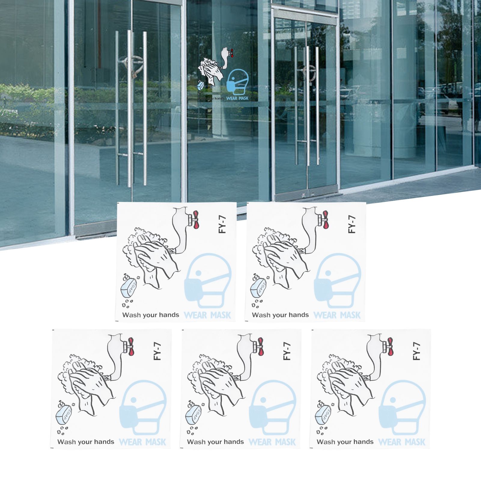 5Pcs Set Window Wall Sticker Background SelfAdhesive Sign Reminding Poster for view 9