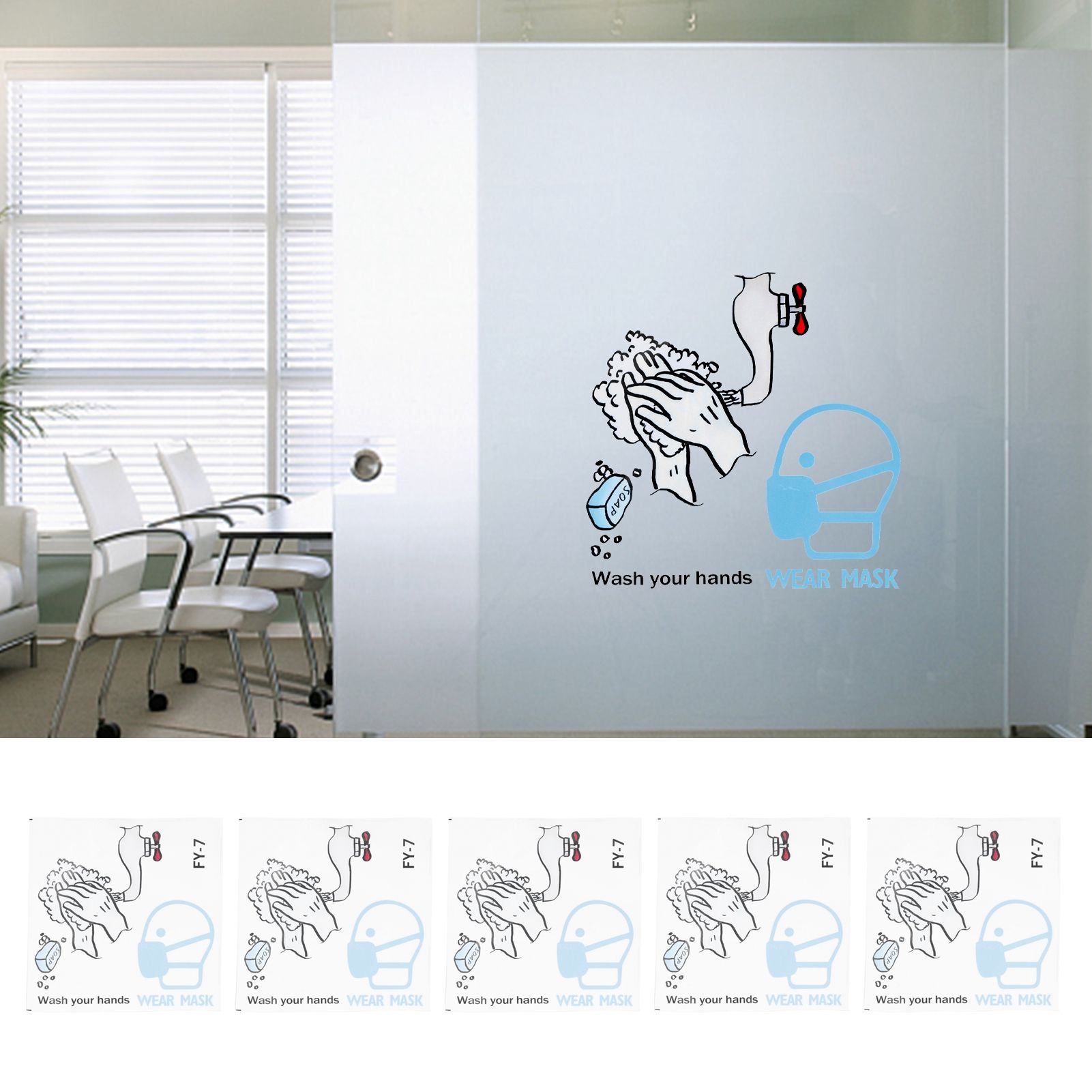 5Pcs Set Window Wall Sticker Background SelfAdhesive Sign Reminding Poster for view 10