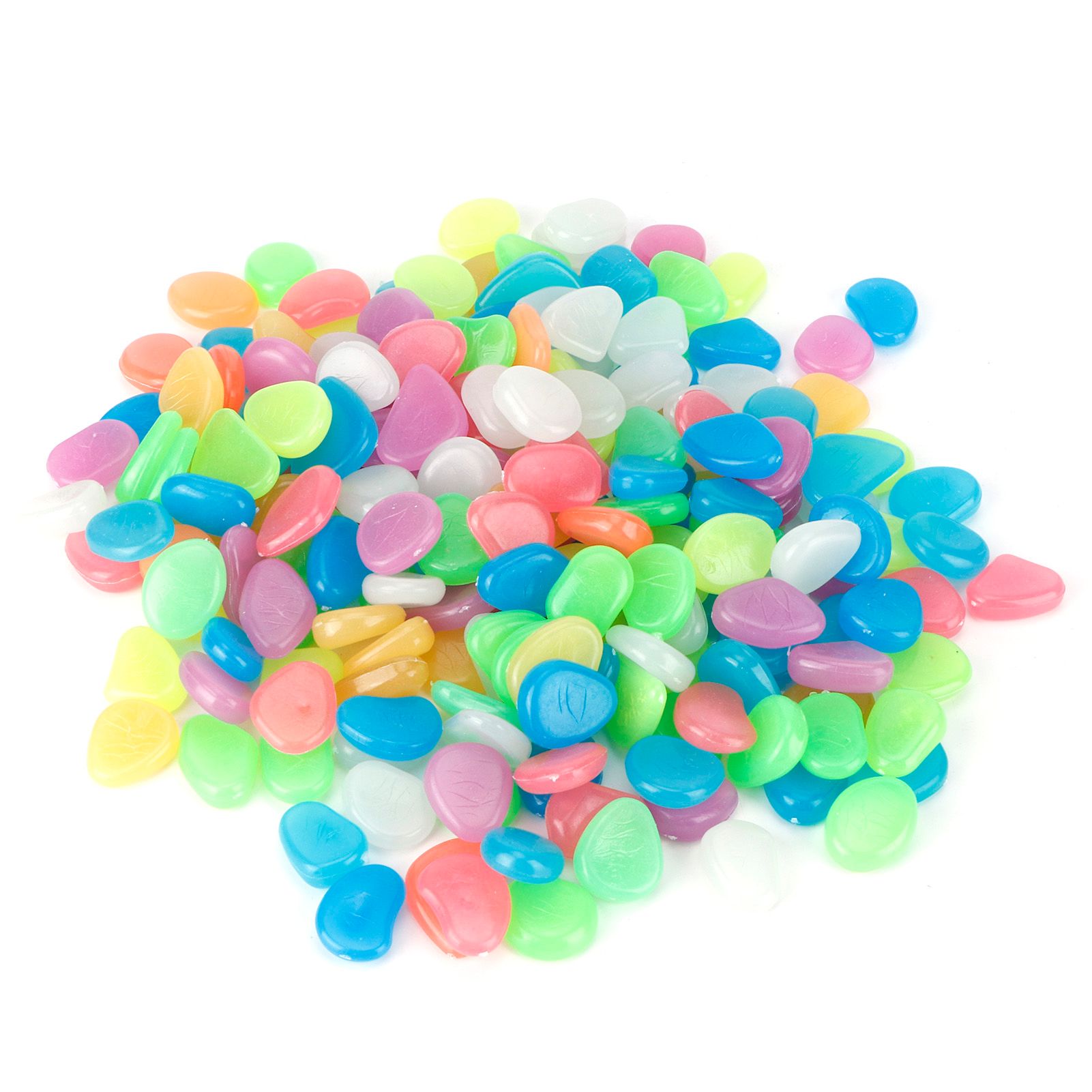 200Pcs Luminous Stone Colorful Fluorescent Stones Garden Aquarium Fish Tank