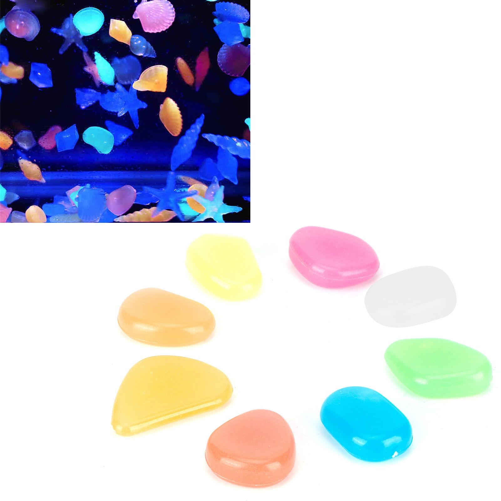 200Pcs Luminous Stone Colorful Fluorescent Stones Garden Aquarium Fish Tank view 9