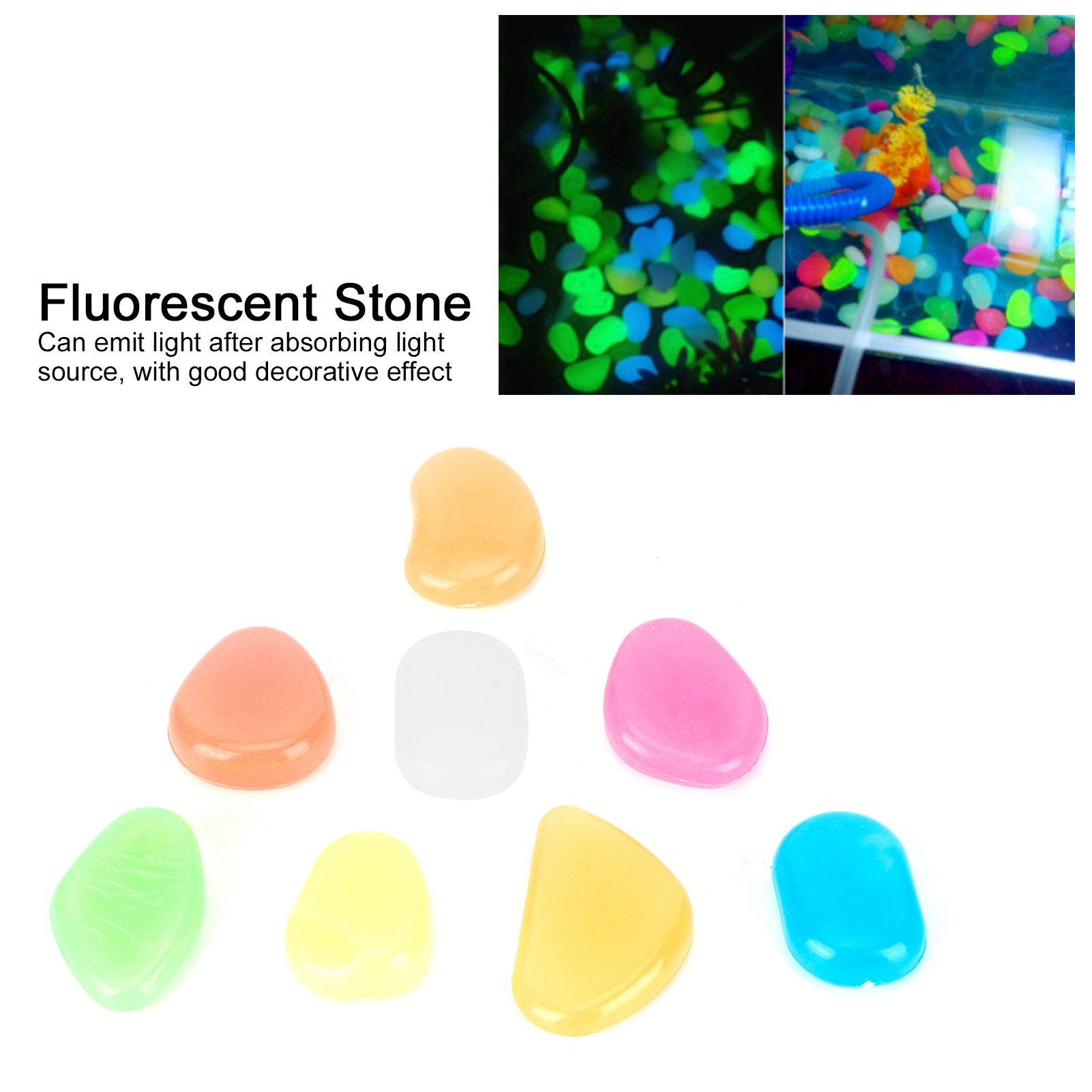 200Pcs Luminous Stone Colorful Fluorescent Stones Garden Aquarium Fish Tank view 14