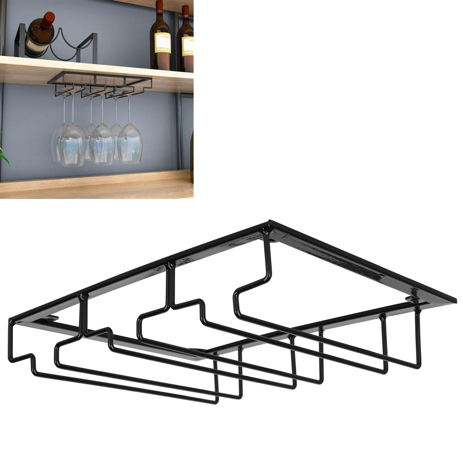 Wine Glass Rack Under Cabinet Stemware Holder Storage Hanger Metal Organizer view 9