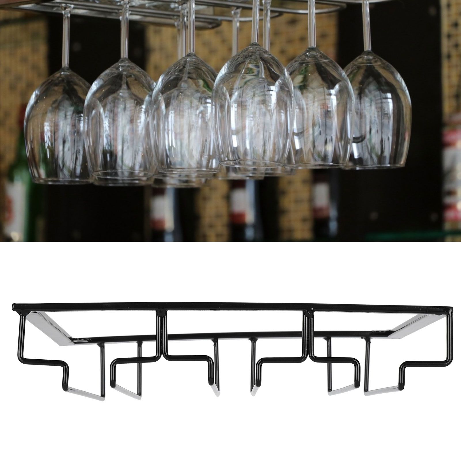 Wine Glass Rack Under Cabinet Stemware Holder Storage Hanger Metal Organizer view 10