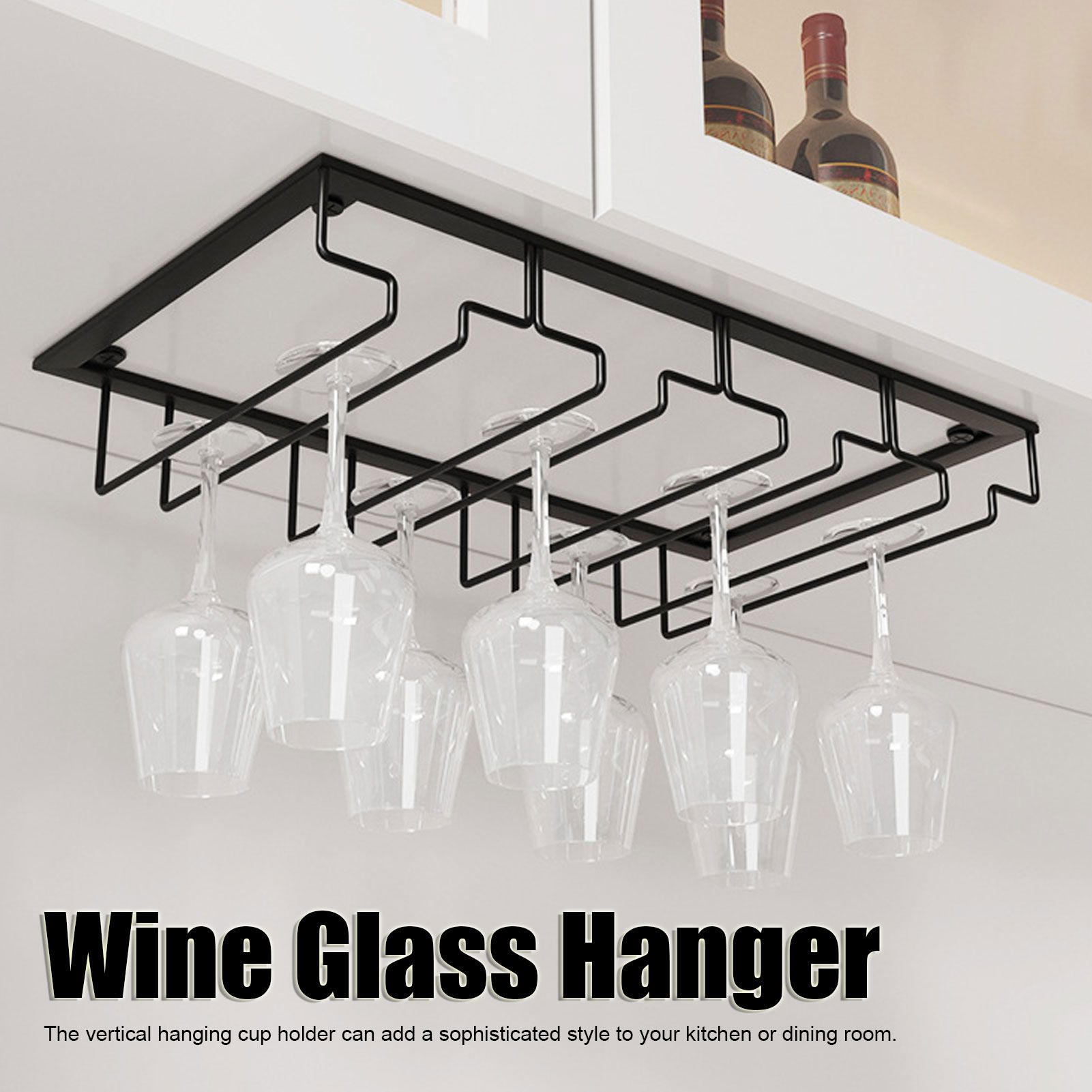 Wine Glass Rack Under Cabinet Stemware Holder Storage Hanger Metal Organizer view 15