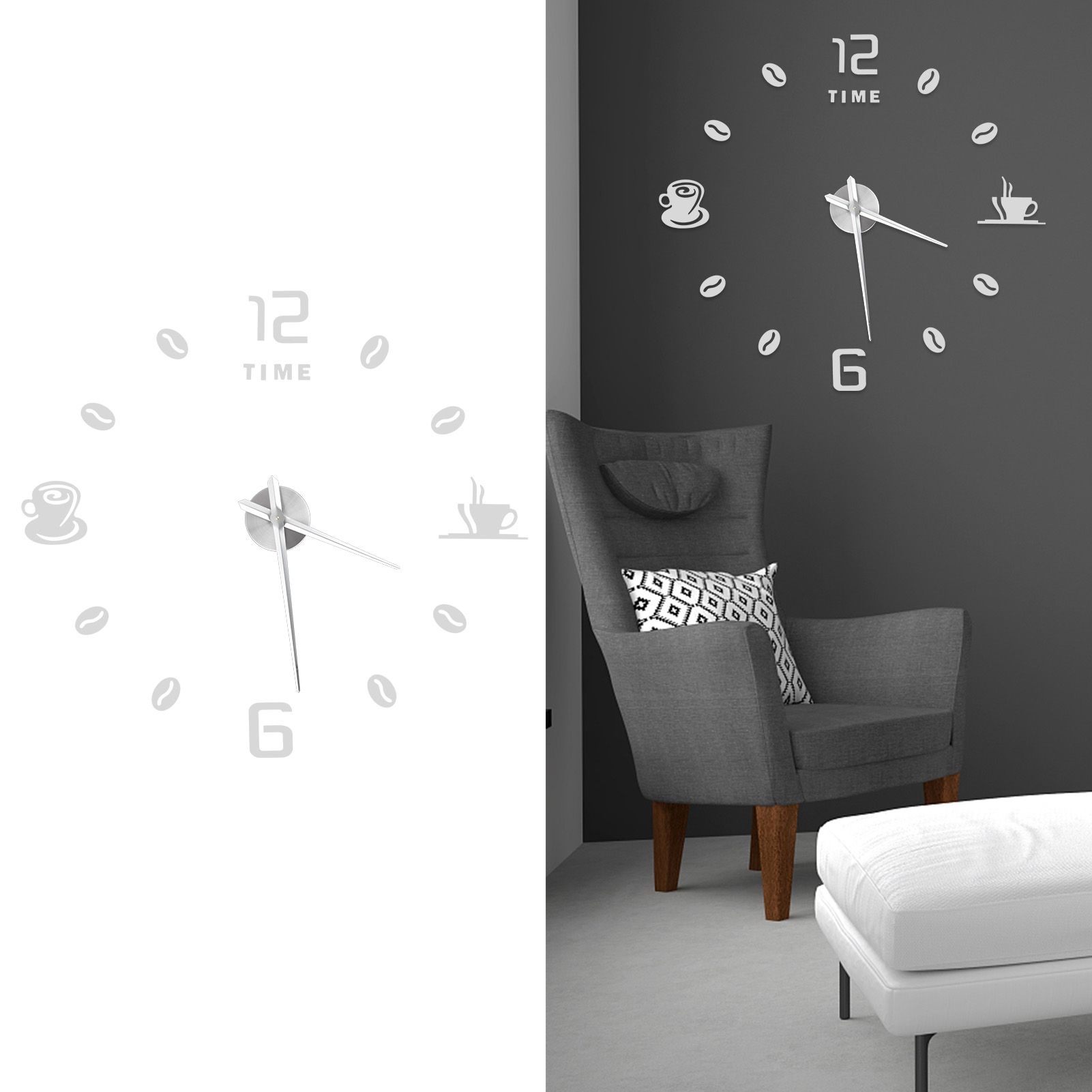 Modern Large Frameless DIY Wall Clock Mirror Surface Sticker for Home Office view 10