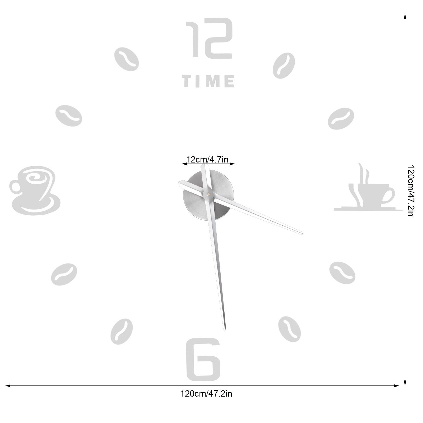 Modern Large Frameless DIY Wall Clock Mirror Surface Sticker for Home Office view 15