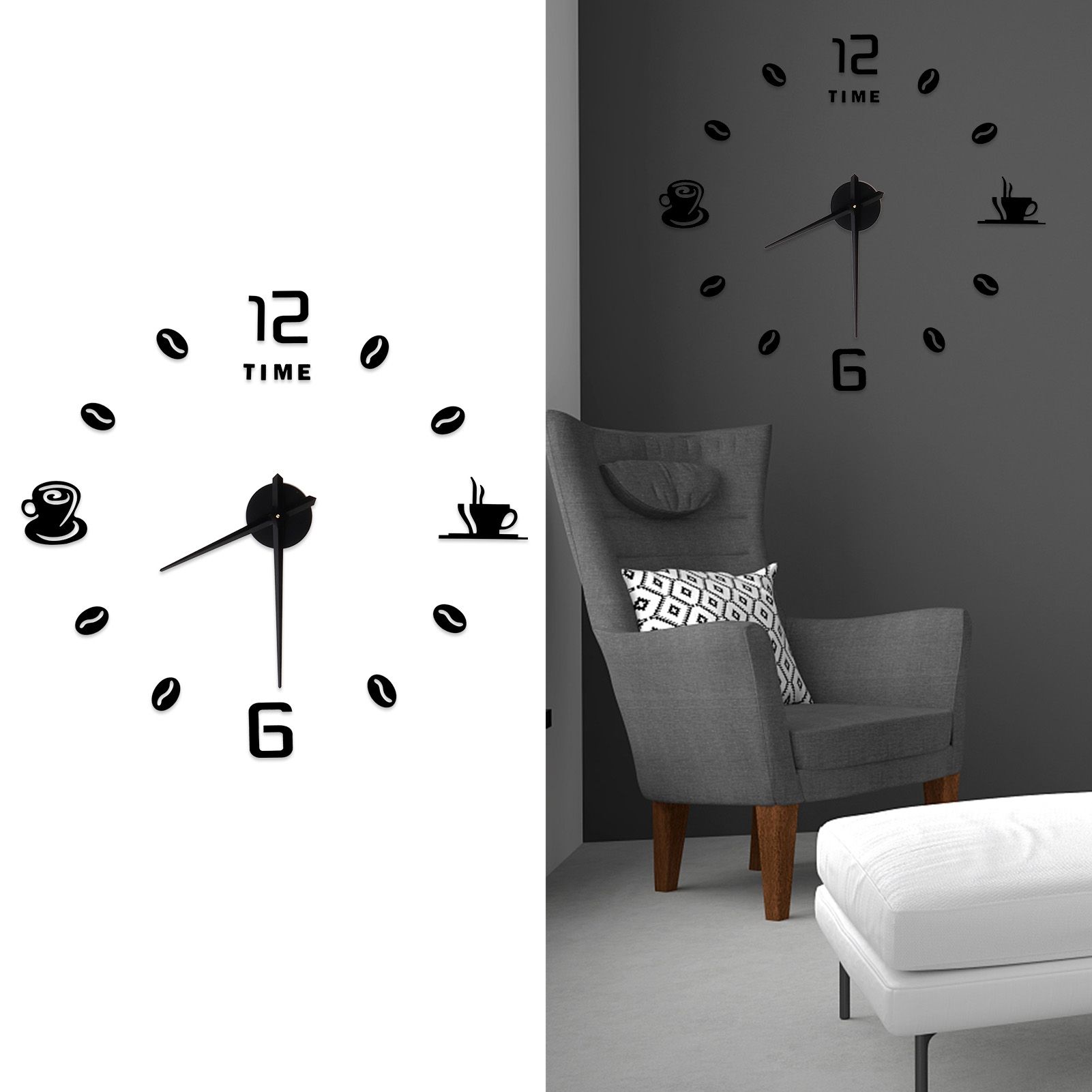 Modern Large Frameless DIY Wall Clock Mirror Surface Sticker for Home Office view 9
