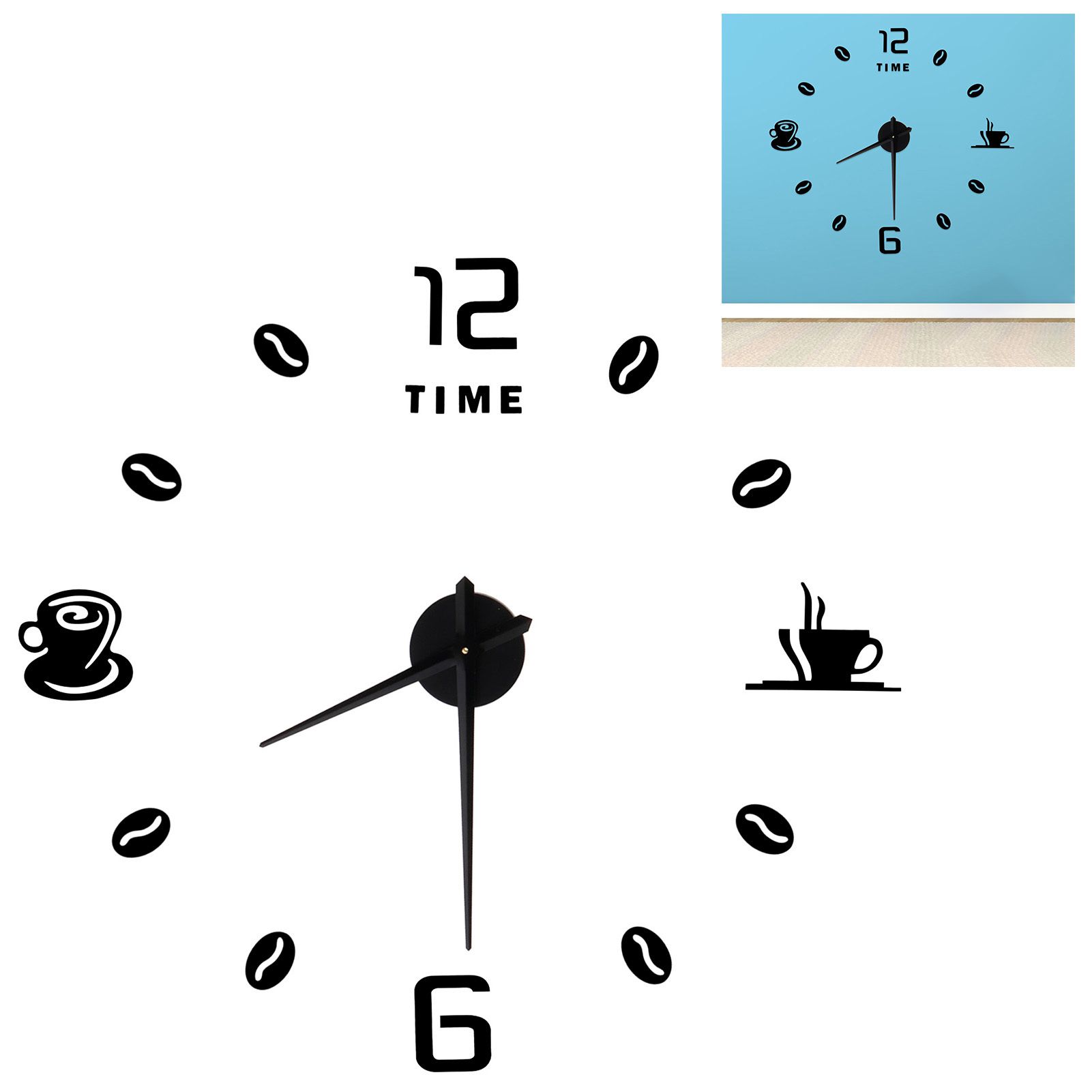 Modern Large Frameless DIY Wall Clock Mirror Surface Sticker for Home Office view 10