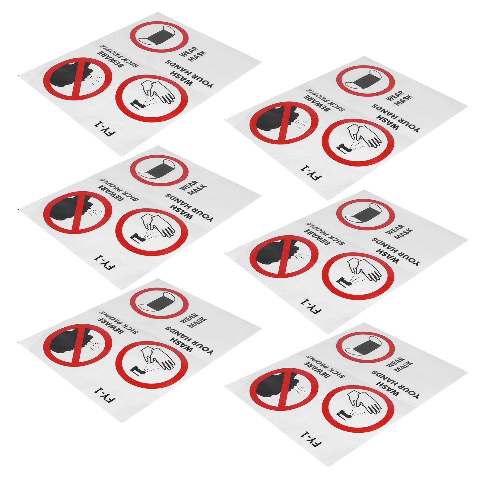 6PCS Caution Notice English Reminder Slogan Wall Sticker Sign for Hospital view 2