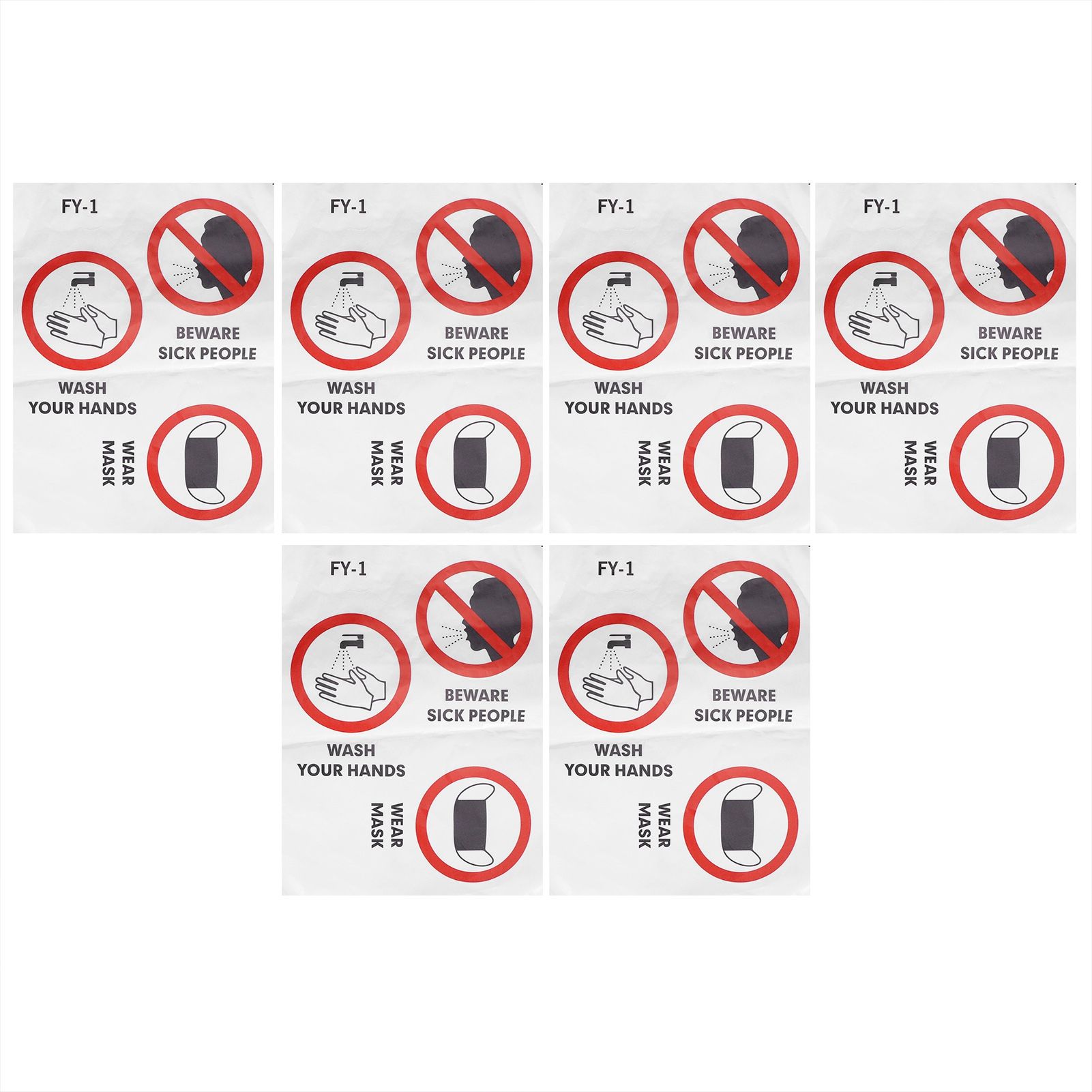 6PCS Caution Notice English Reminder Slogan Wall Sticker Sign for Hospital view 3